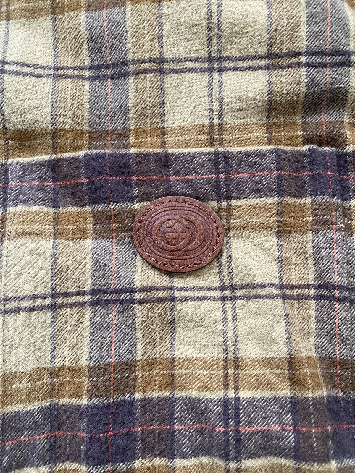 Gucci Gucci plaid shirt leather logo Size US S / EU 44-46 / 1 - 3 Thumbnail