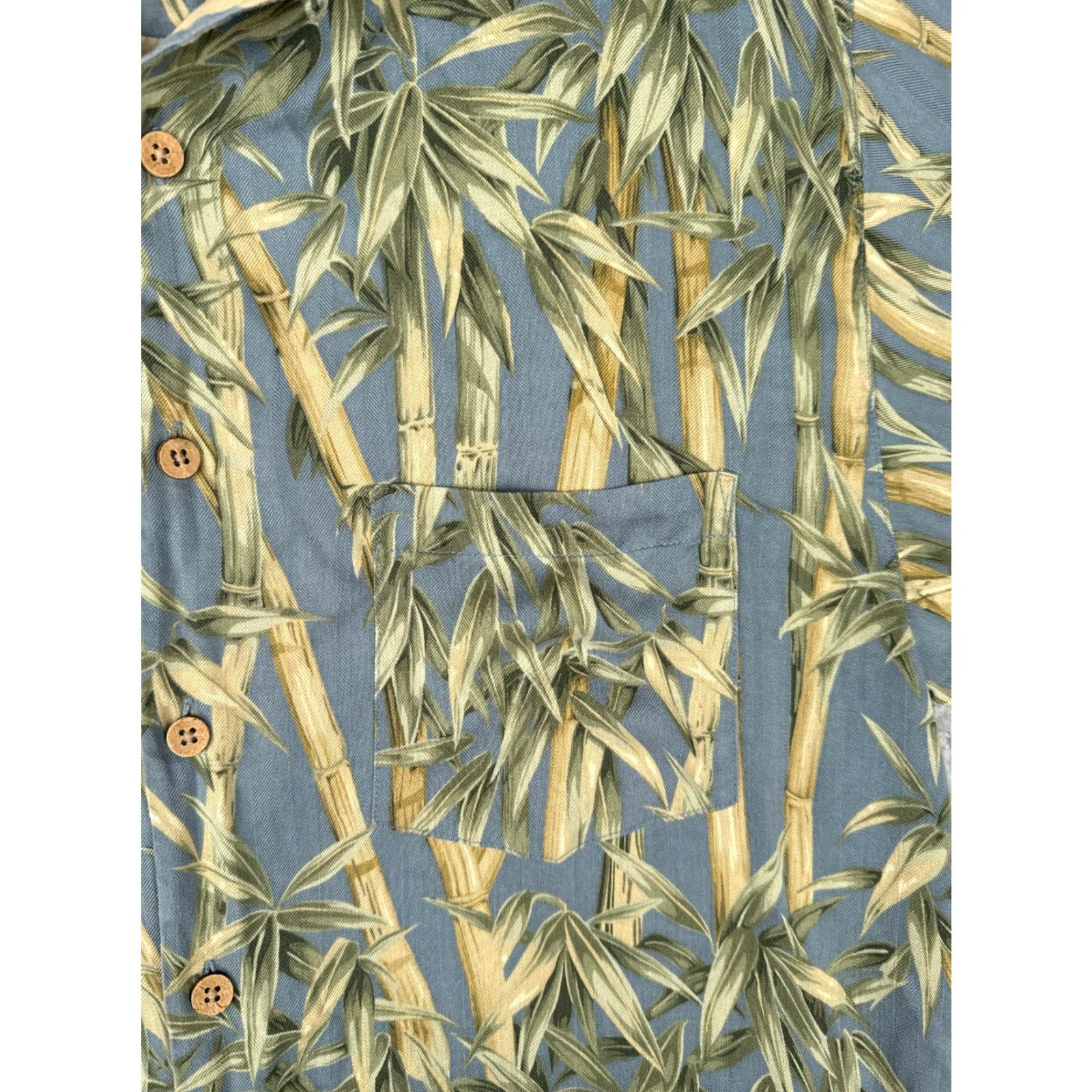 Vintage Jamaica Jaxx Shirt Men Medium Blue Bamboo Leaf Floral Hawaiian 100% Silk Button Up Size US M / EU 48-50 / 2 - 6 Thumbnail