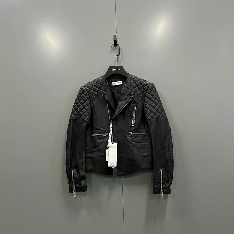 Balenciaga size 38 Black motorcycle leather jacket