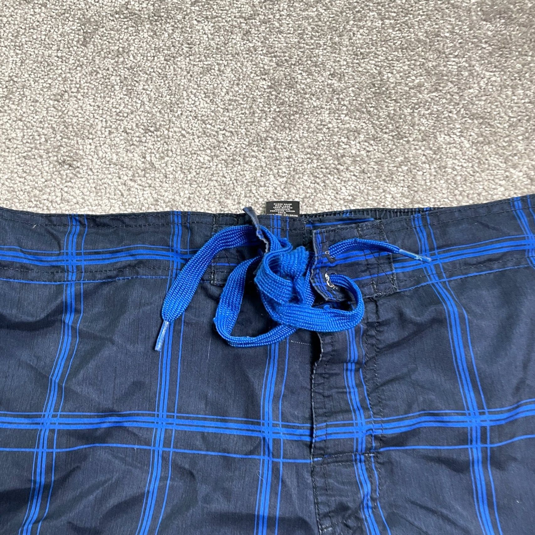 Ocean Pacific Ocean Pacific Water Shorts Mens Large Blue Black Check Drawstring Swim Trunks Size US 33 - 3 Thumbnail