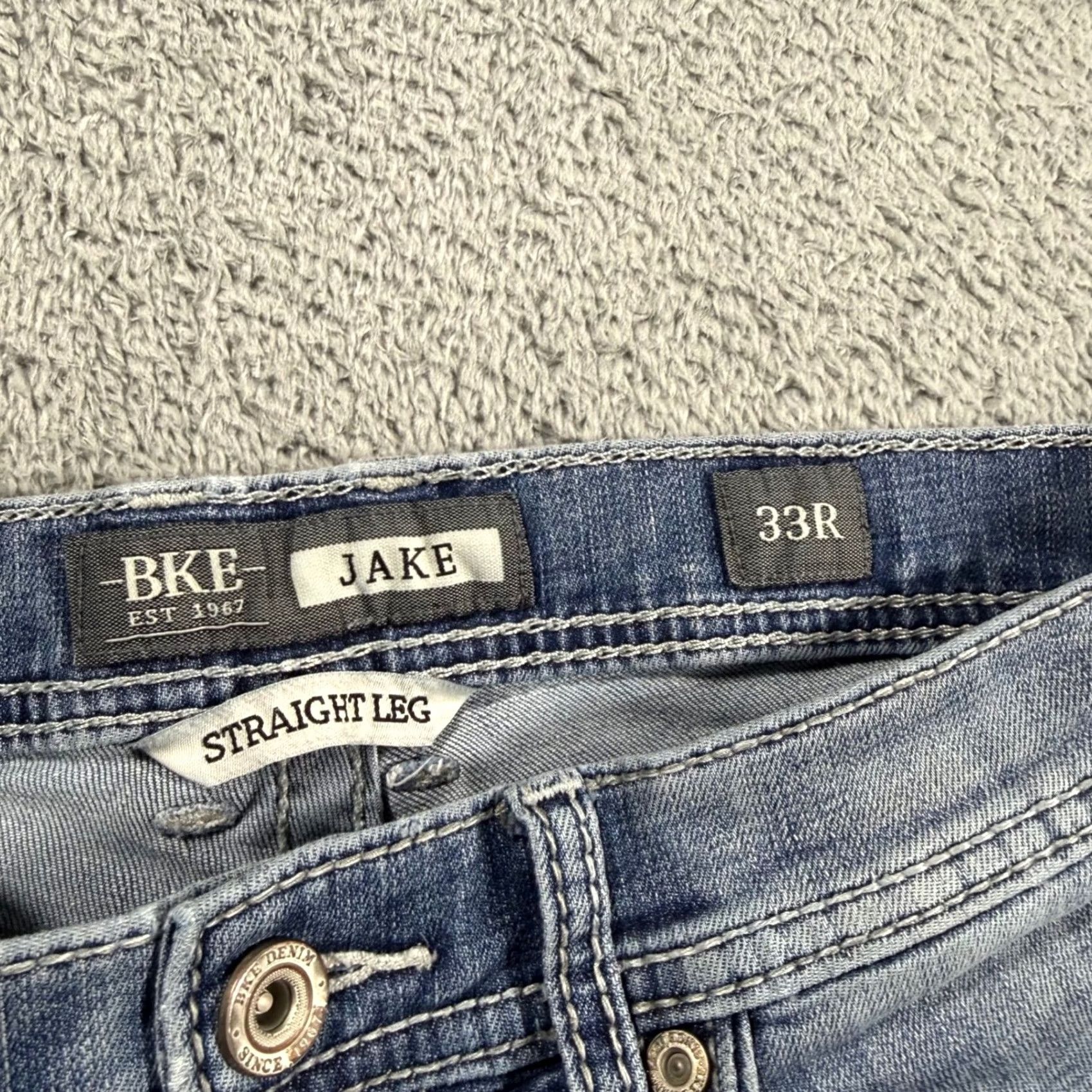 BKE BKE Jake Jeans Straight Leg Medium Wash Western Style embroidered SZ 33x31 Mens Size US 33 - 3 Thumbnail