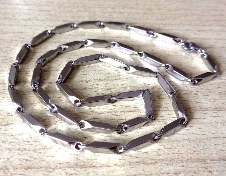 Jewelry Punk Shine Bars Slant Cut Silver Necklace Unique Size ONE SIZE - 1 Thumbnail