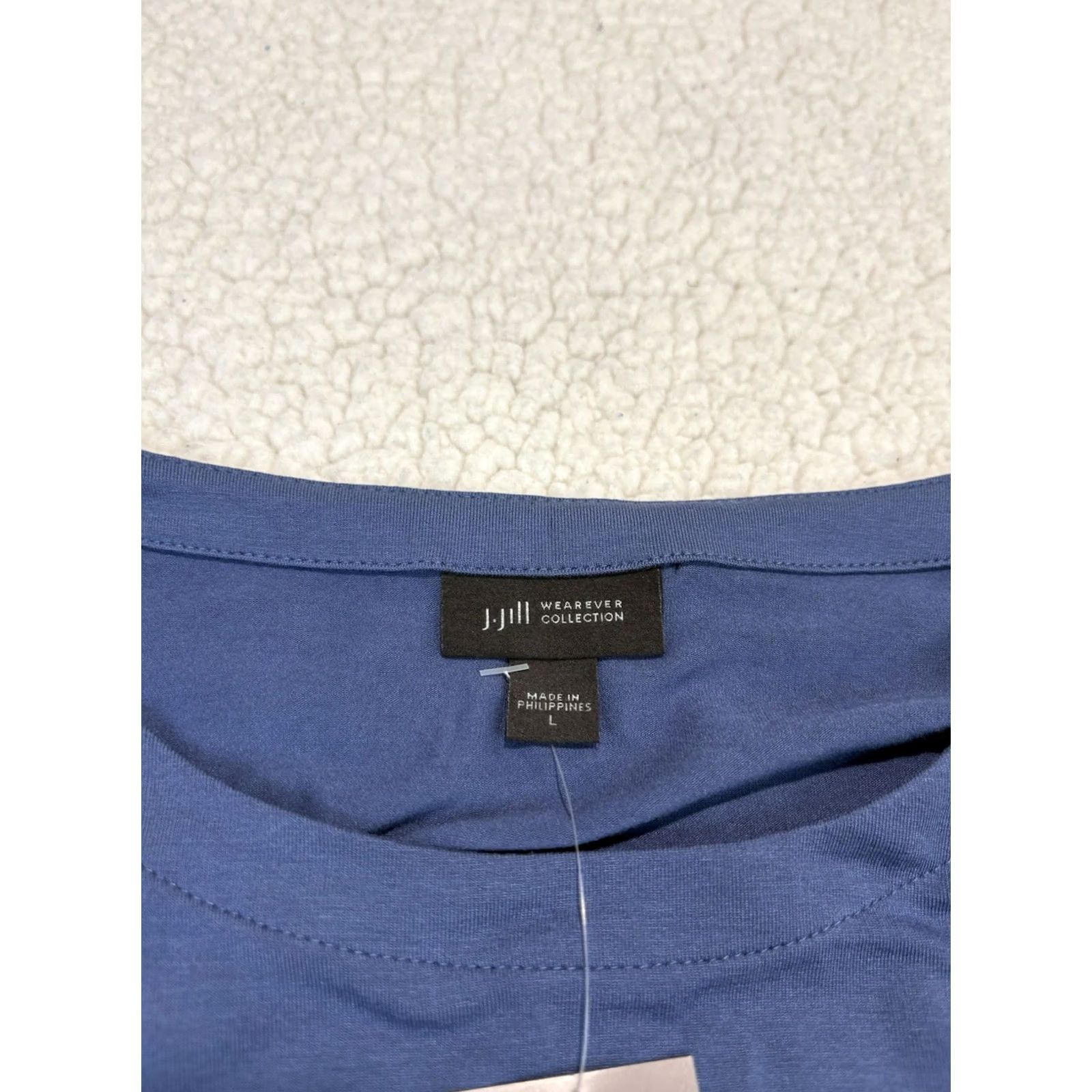 J. Jill J. Jill NWT Wearever Collection Twilight Blue Belted Tie Waist Dress L Knit Jersey Long Sleeve A-Line Solid Dress Size L / US 10 / IT 46 - 3 Thumbnail