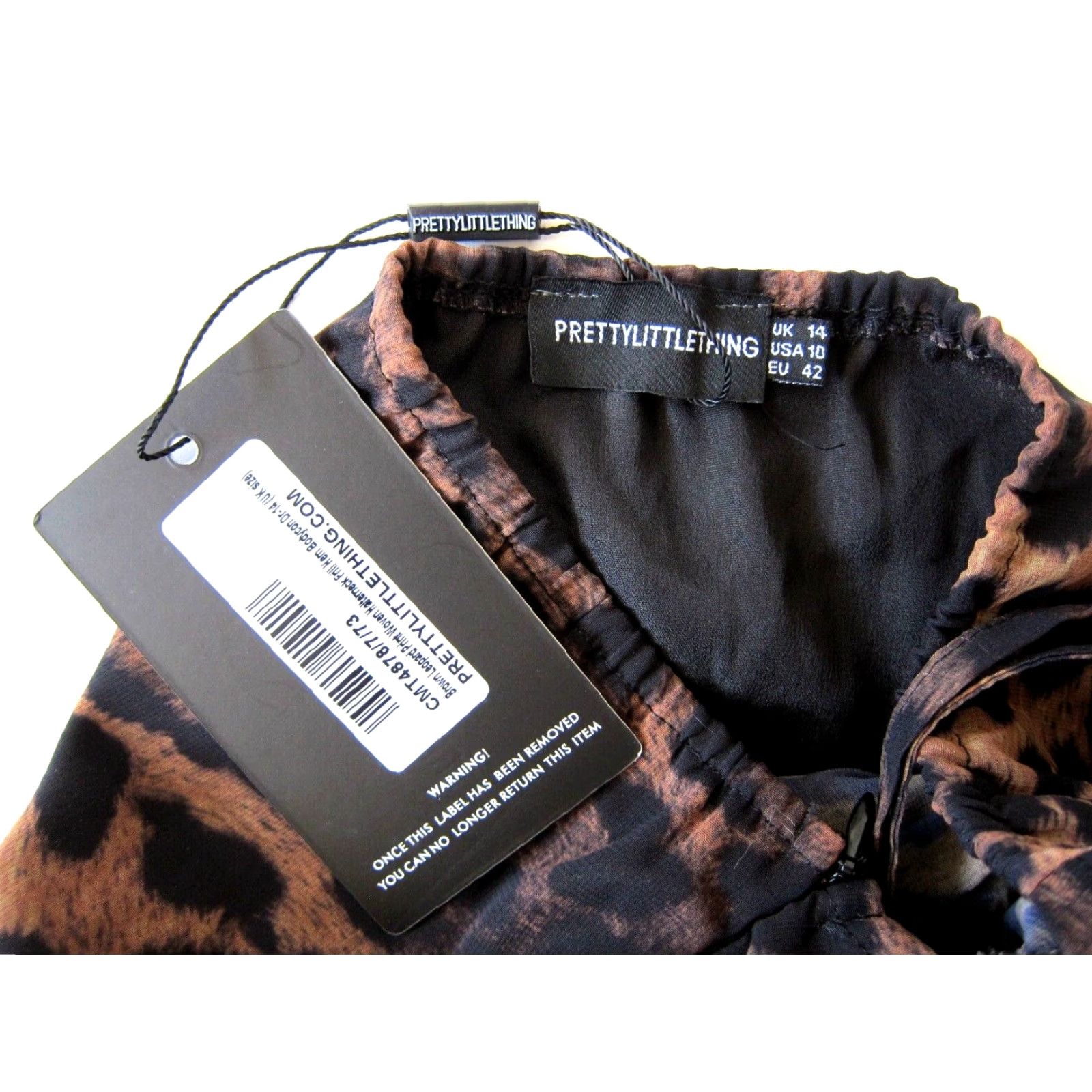 PrettyLittleThing PRETTYLITTLETHING Brown Leopard Woven Halter Neck Bodycon Dress 10 NWT Women 10 Brown Leopard Animal Print Halter Dress Size L / US 10 / IT 46 - 5 Thumbnail