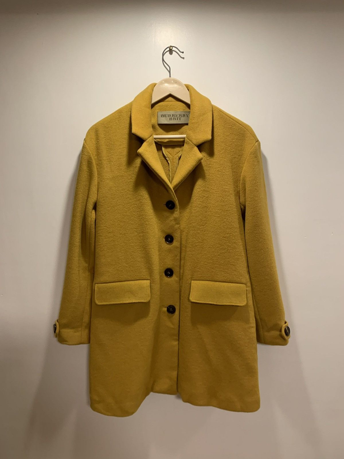 Burberry Burberry Brit "Mustard" Cashmere Wool PeaCoat Size M / US 6-8 / IT 42-44 - 1 Thumbnail