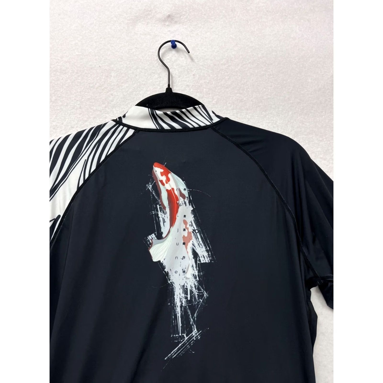 Vintage No-Nu-June Long Sleeve Rash Guard Shirt UPF 50+ Jacket Womens M Black Striped Print ZipUp Jacket Size M / US 6-8 / IT 42-44 - 7 Thumbnail