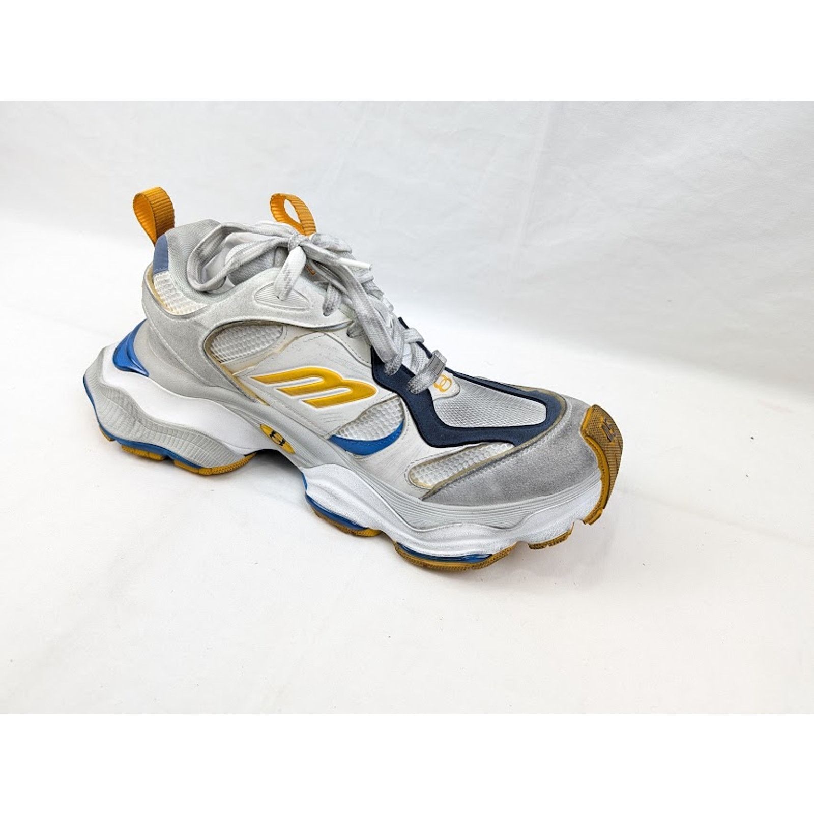 Balenciaga o1rshd1 Cargo Suede Low-Top Sneakers White/Grey/Orange/Blue Size US 10 / EU 43 - 10 Thumbnail