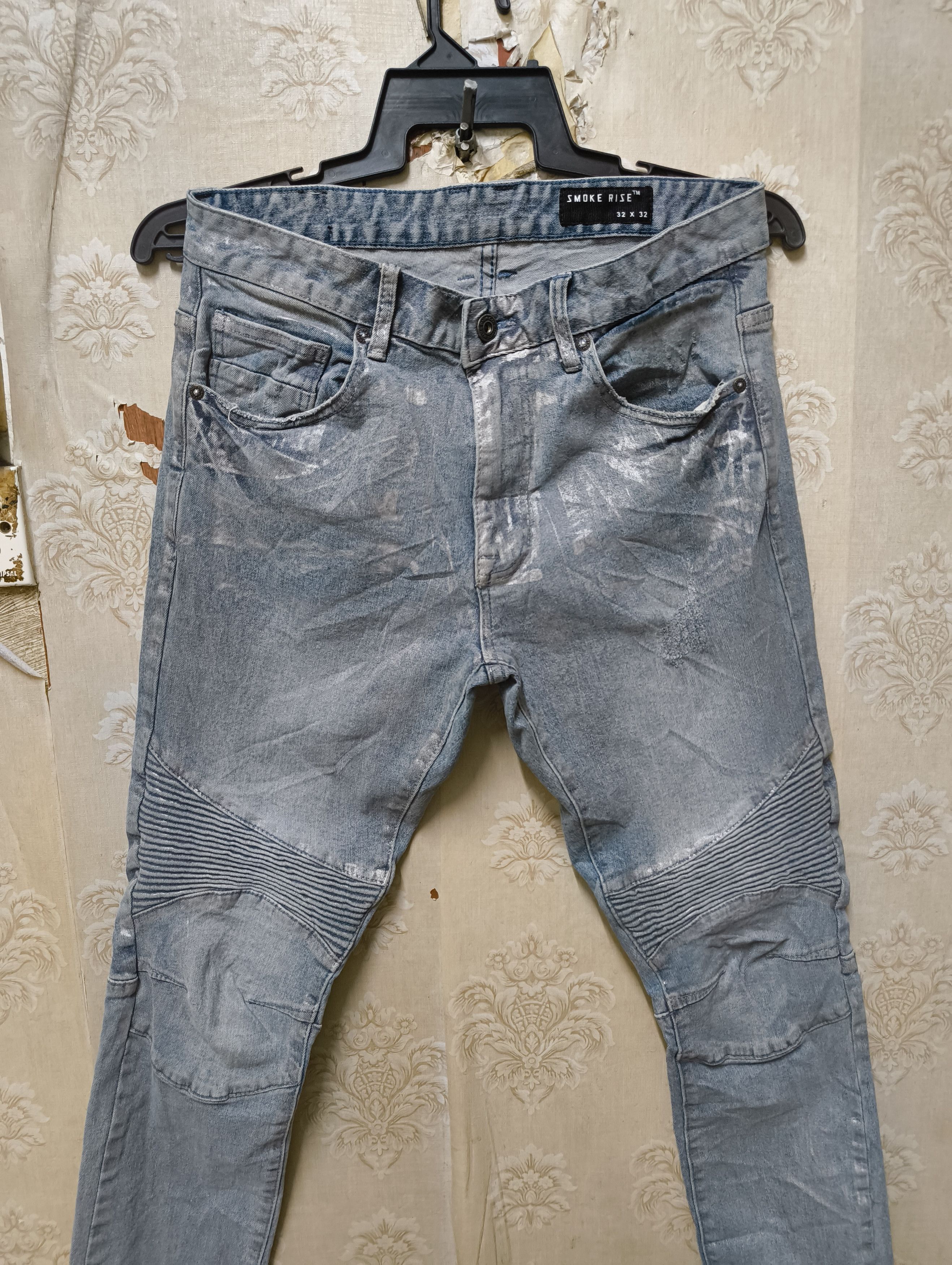 Smoke Rise SMOKE RISE JEANS BIKER STYLE SILVER EFFECT Size US 33 - 3 Thumbnail