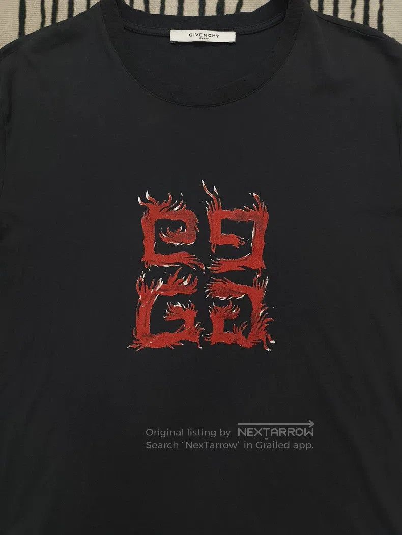 Givenchy Givenchy Flame-printed logo distressed black short-sleeve Size US XL / EU 56 / 4 - 3 Thumbnail