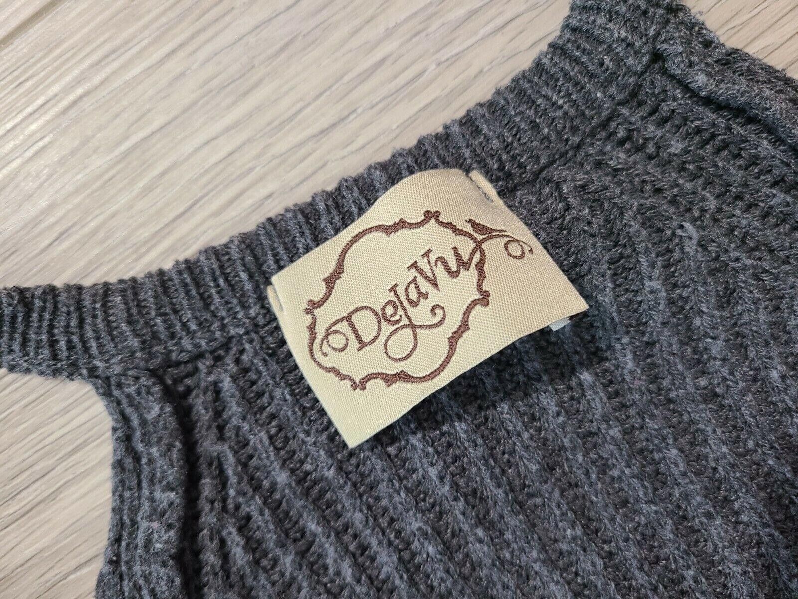 Designer Deja vu Sweater Womens Medium Grey Chunk Knit Cold Shoulder Size M / US 6-8 / IT 42-44 - 3 Thumbnail