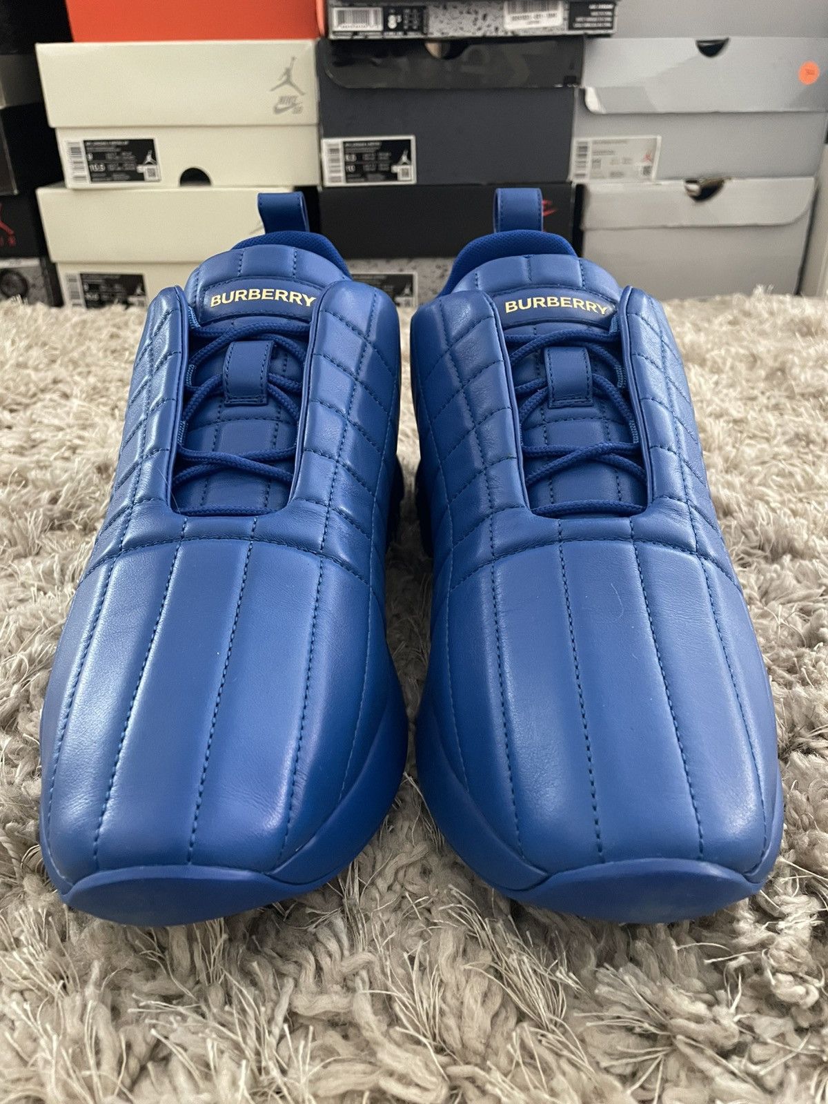 Burberry Burberry Leather Quitted Sneakers Size US 13 / EU 46 - 4 Thumbnail