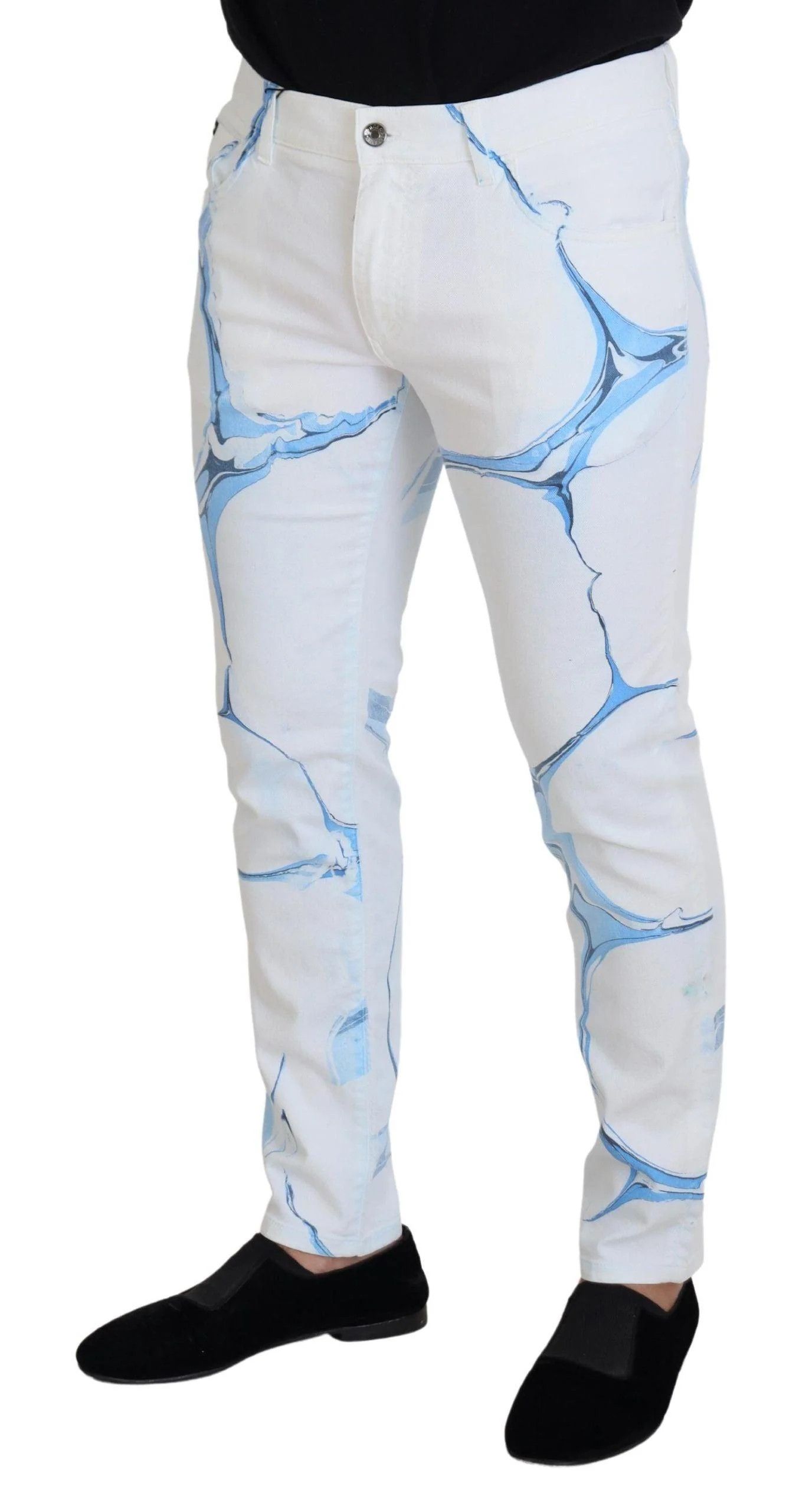 Dolce & Gabbana o1y0125 Logo Jeans in White/Blue Size US 28 / EU 44 - 2 Thumbnail