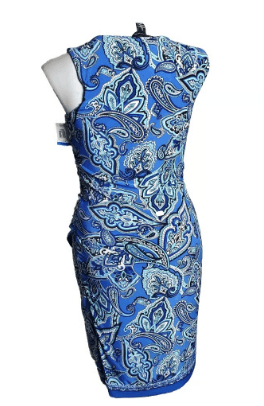 I.N.C INC International Concepts Dress Blue Paisley SZ S Size S / US 4 / IT 40 - 2 Thumbnail