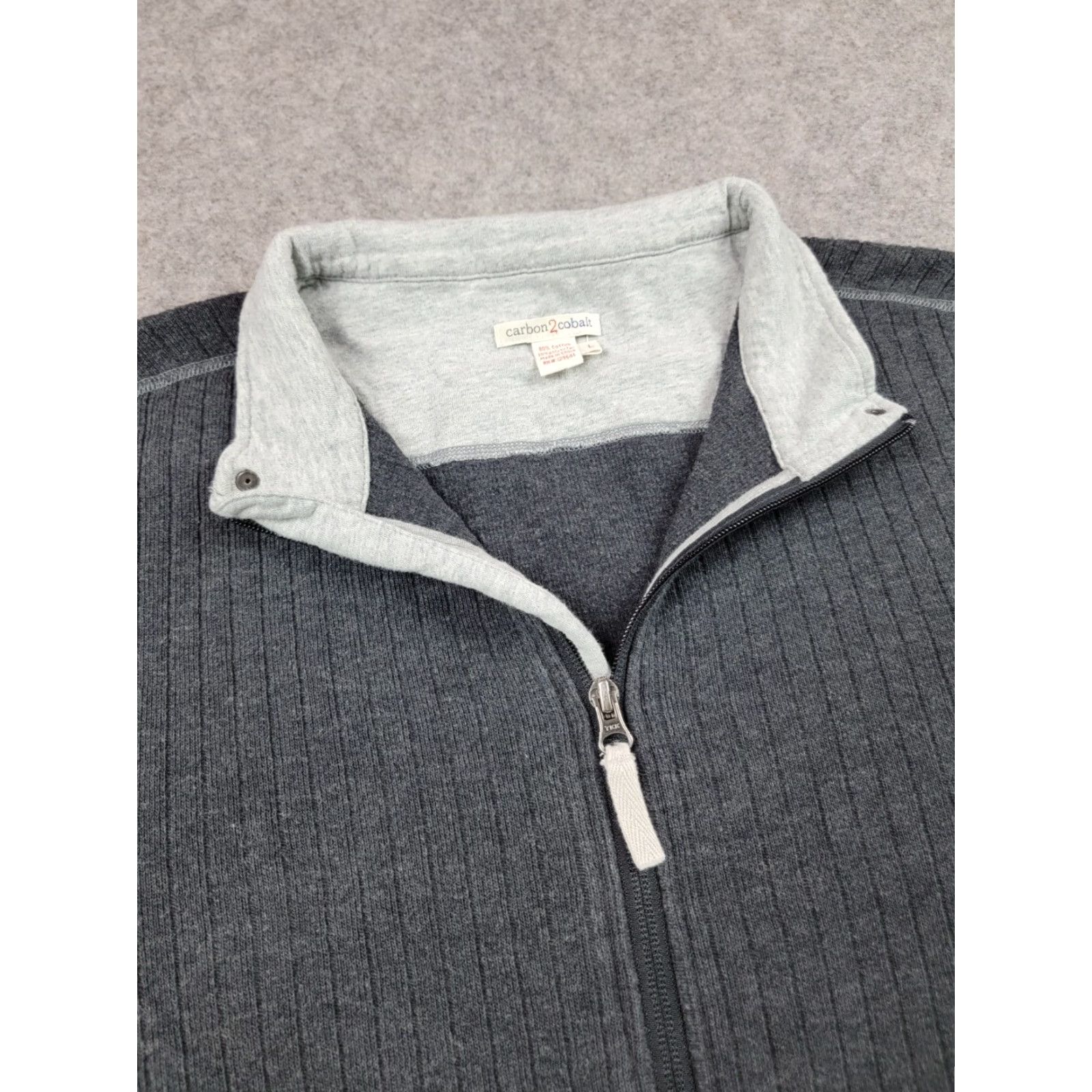 Carbon2Cobalt Carbon 2 Cobalt Sweater Mens Large Gray Full Zip Pockets Casual Classic Jacket Size US L / EU 52-54 / 3 - 3 Thumbnail