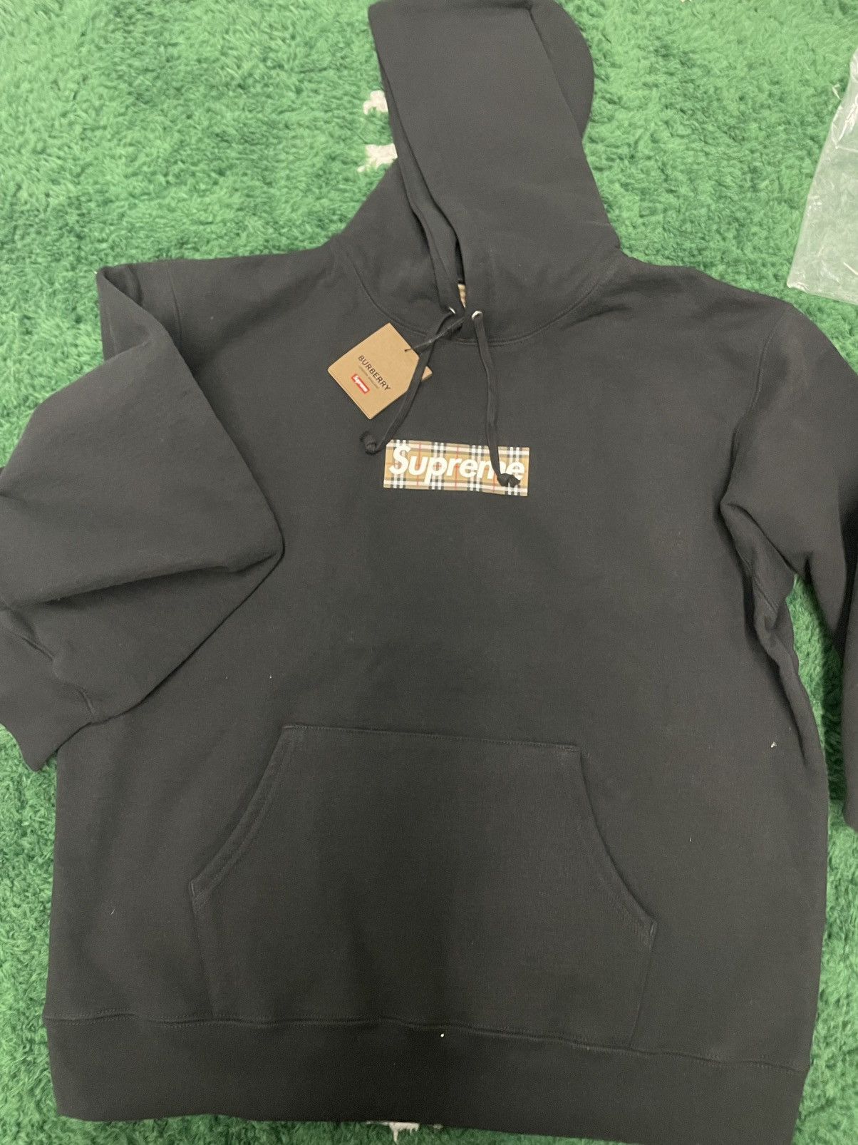 Burberry × Supreme Supreme X Burberry Box Logo Hoodie Black Size 