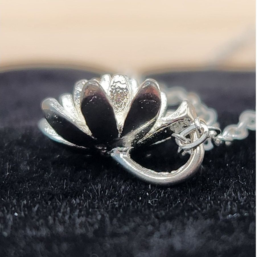 Other Sterling Silver Lotus Flower Necklace | Adjustable 17 Inch Size ONE SIZE - 8 Thumbnail