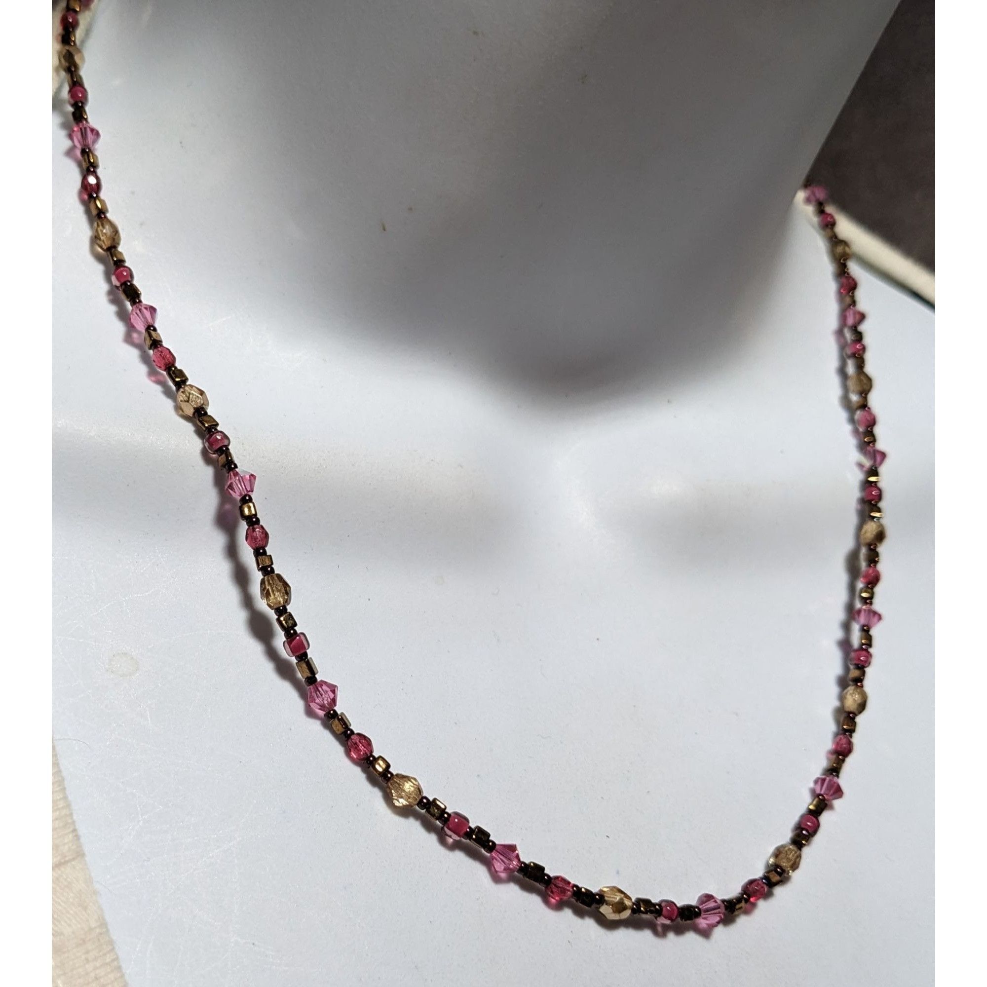 Other Vintage Handmade Pink & Gold Beaded Necklace Size ONE SIZE - 8 Thumbnail