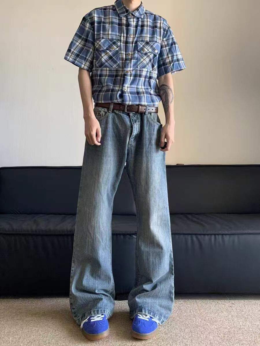 Japanese Brand × Jean Washed straight leg micro flare jeans Size US 30 / EU 46 - 1 Thumbnail