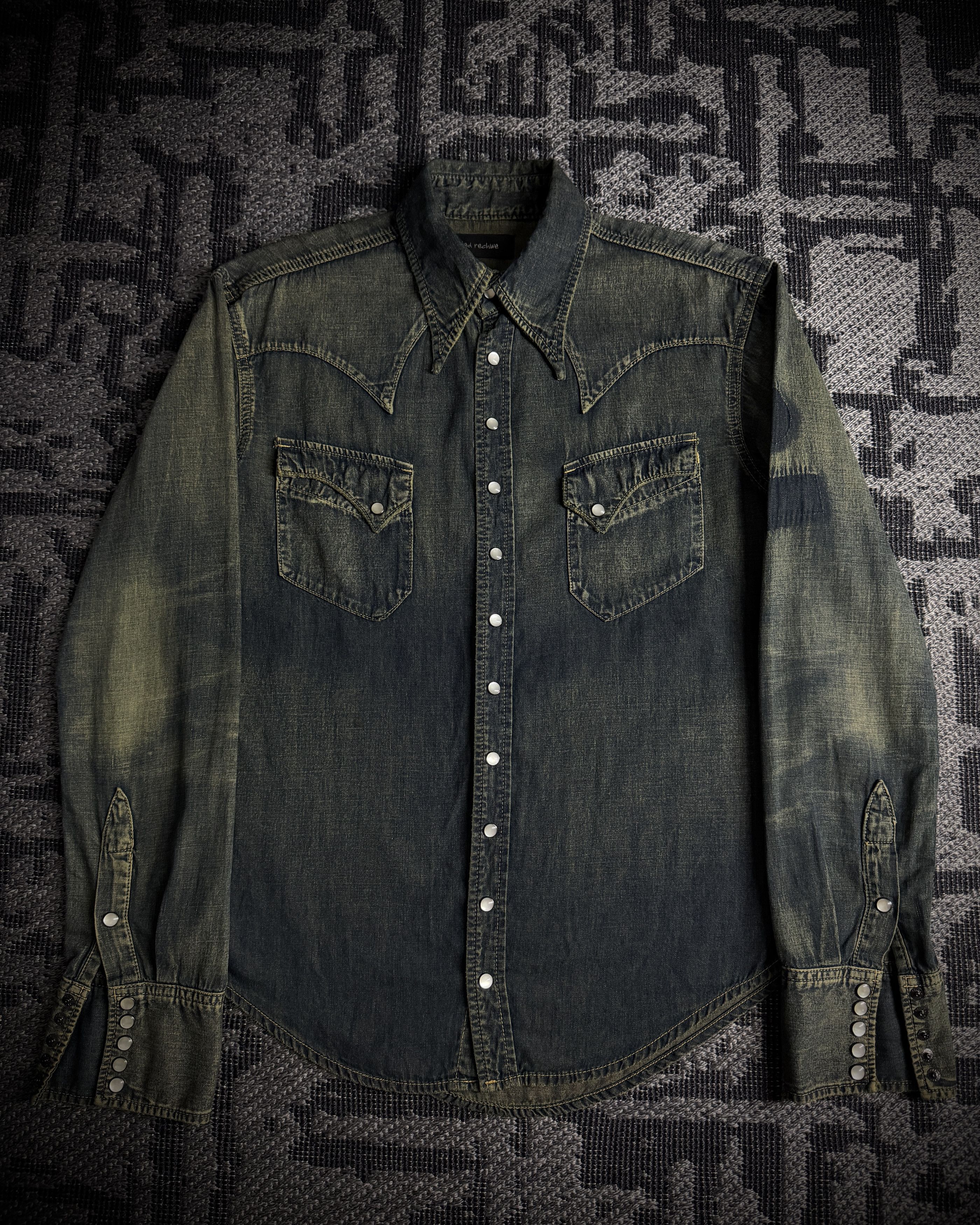 Japanese Brand LED RECHWE Vintage Washed Western Shirt Size US L / EU 52-54 / 3 - 2 Thumbnail