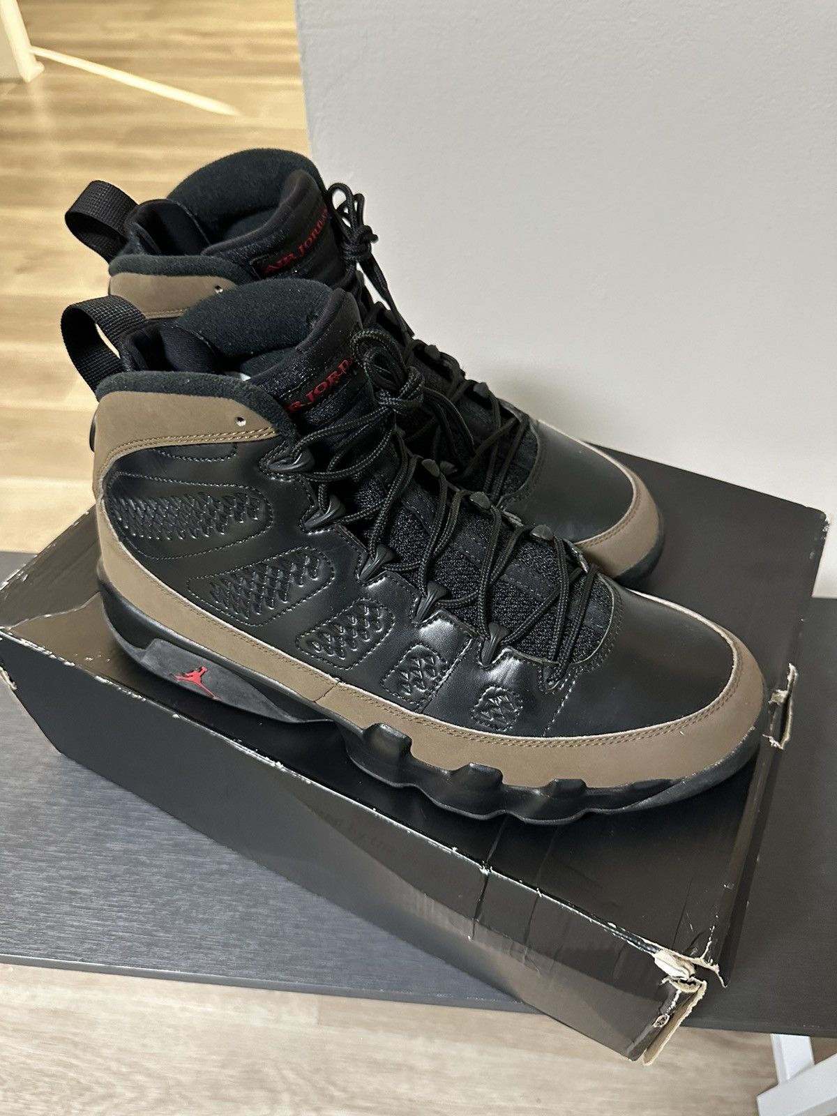 image of Jordan Nike Air Jordan 9 Retro "olive" 2012 Shoes in Red/Black/Olive, Men's (Size 10)