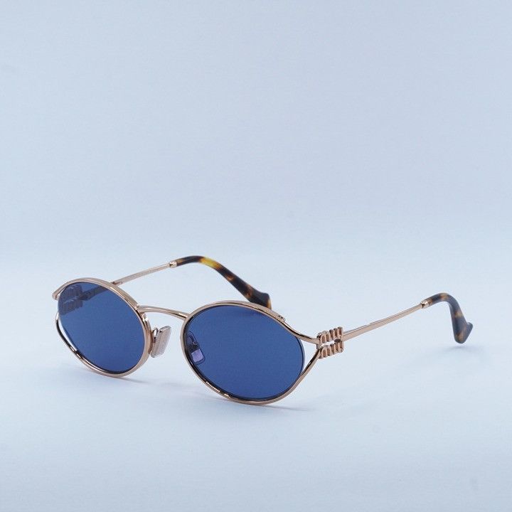 Miu Miu Miu Miu MU52YS ZVF1V1 Sunglasses Pink Gold Oval Frame Size ONE SIZE - 1 Thumbnail