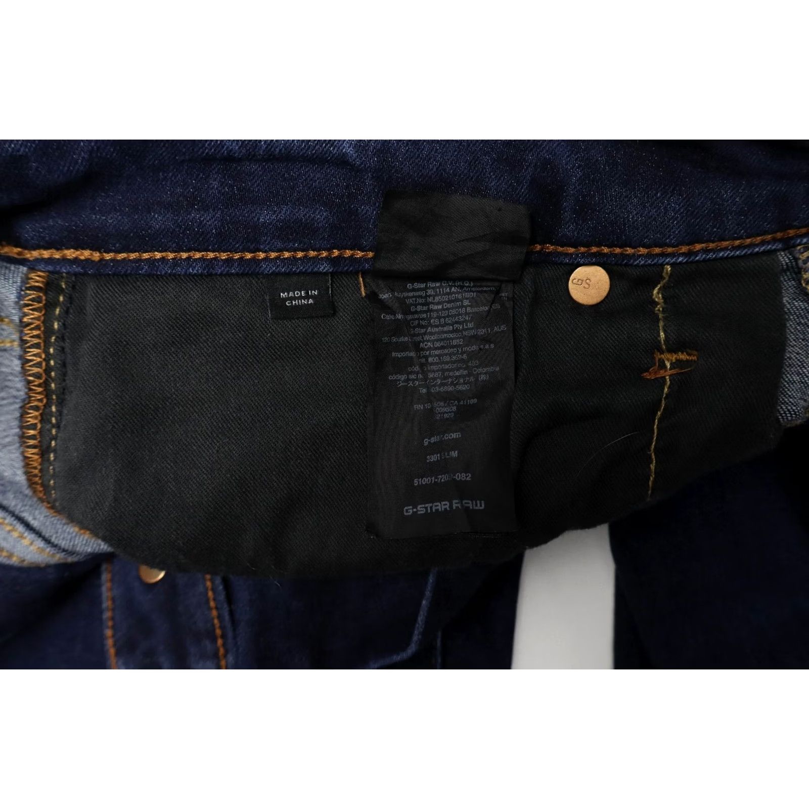 G-Star G-STAR 3301 Slim Jeans Men's Blue Denim Stretched Faded W34/L34 Zip Fly Size US 34 / EU 50 - 7 Thumbnail