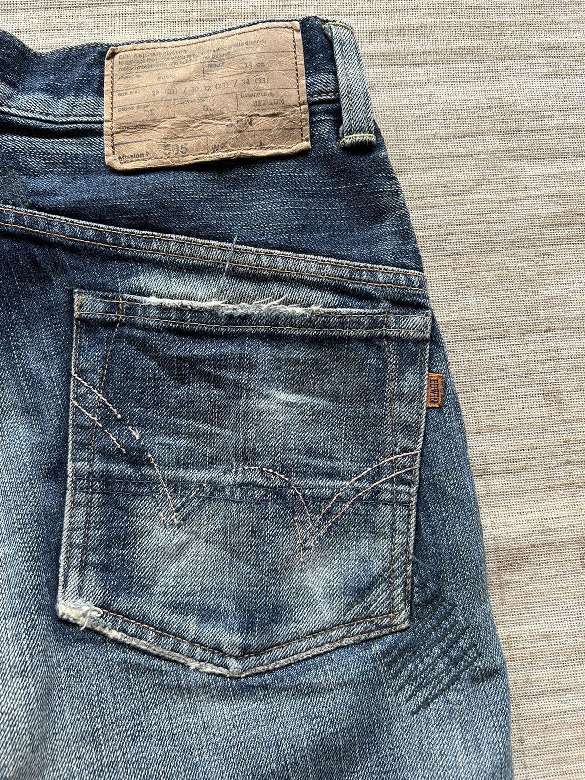 Vintage Edwin505 half Selvedge Distressed denim