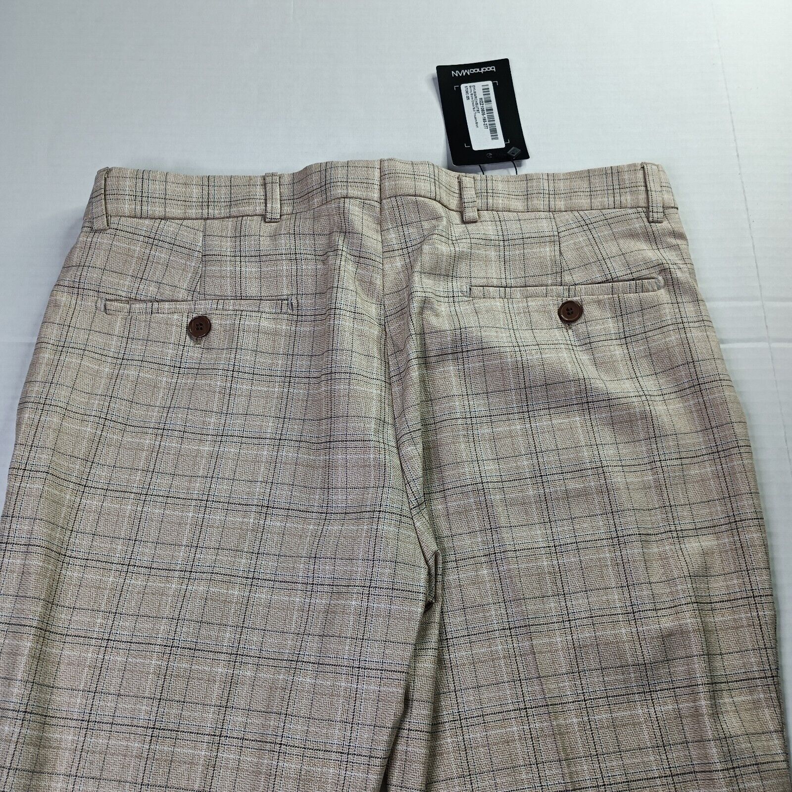 Boohoo Man Boohoo 32S Skinny Check Suit Trouser Stone Plaid Pants Size US 32 / EU 48 - 8 Thumbnail