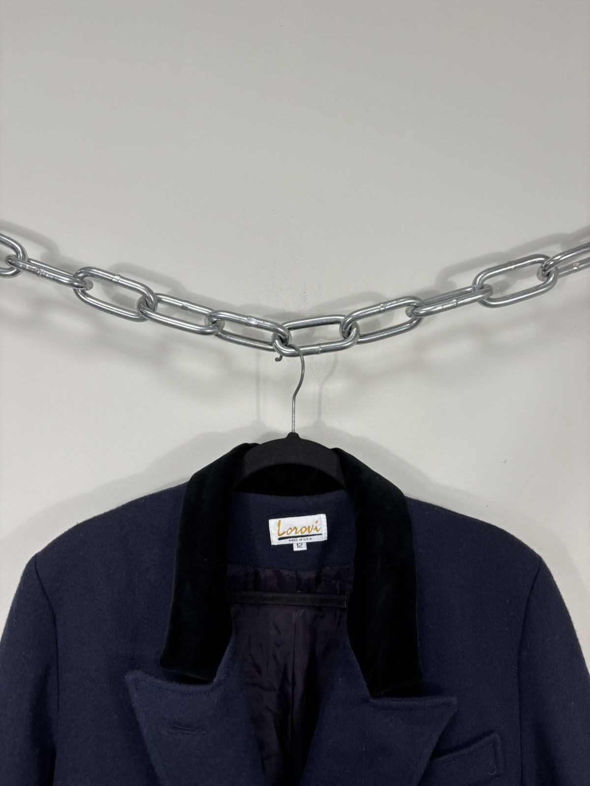 Other Vintage Lorovi Women’s Navy Blue Double Breasted Wool Coat Size XL / US 12-14 / IT 48-50 - 8 Thumbnail