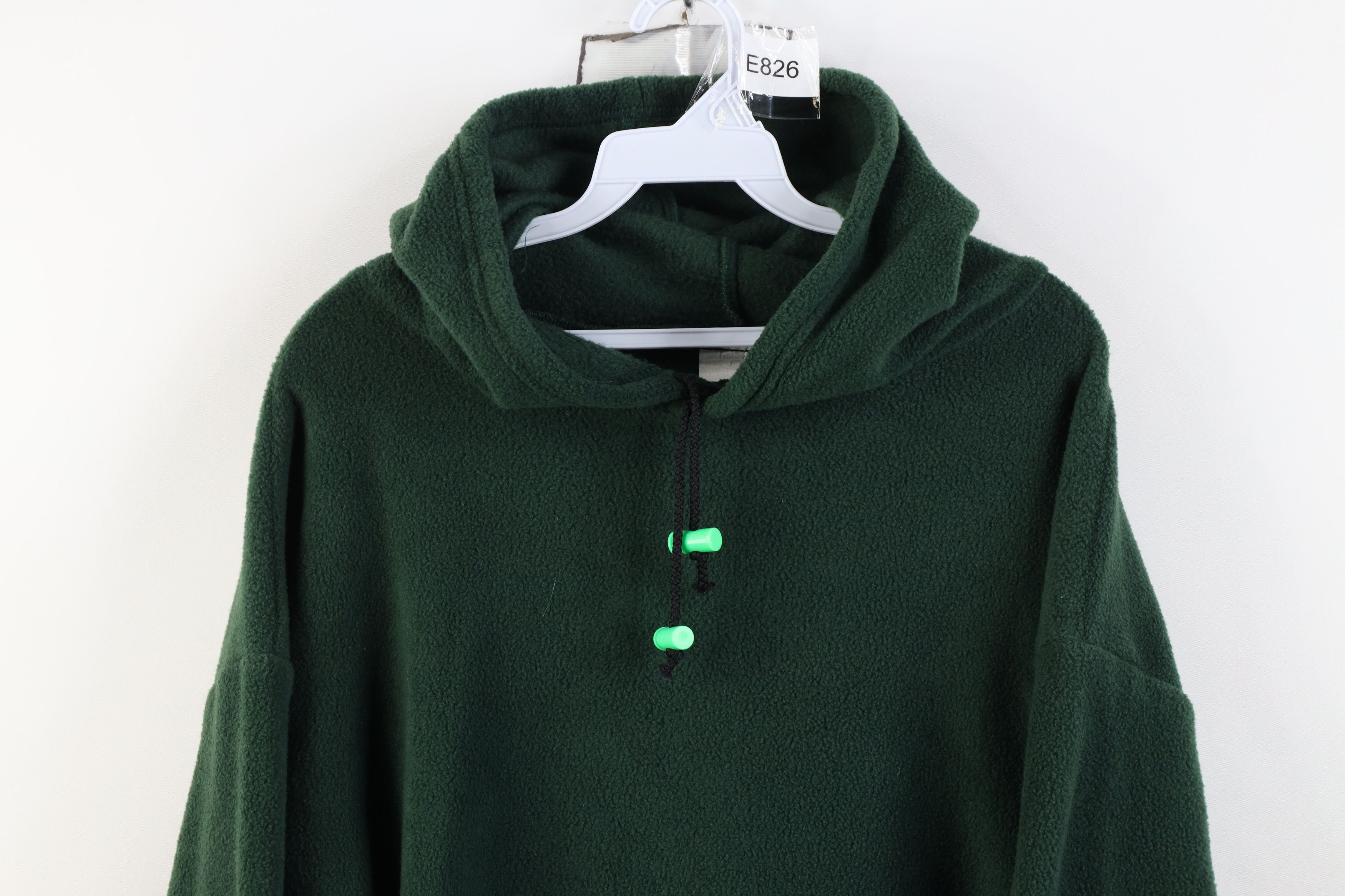Vintage Vintage 90s Streetwear Blank Fleece Hoodie Sweatshirt Green Size US M / EU 48-50 / 2 - 2 Thumbnail