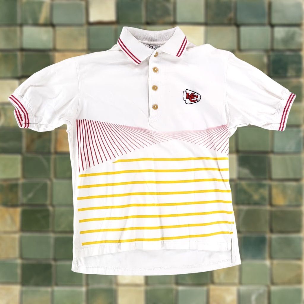 Vintage VINTAGE Kansas City Chiefs True Fan Polo Shirt White Short Sleeve Mens M 90s Y2K Fan Shirt Mans Size US M / EU 48-50 / 2 - 1 Thumbnail