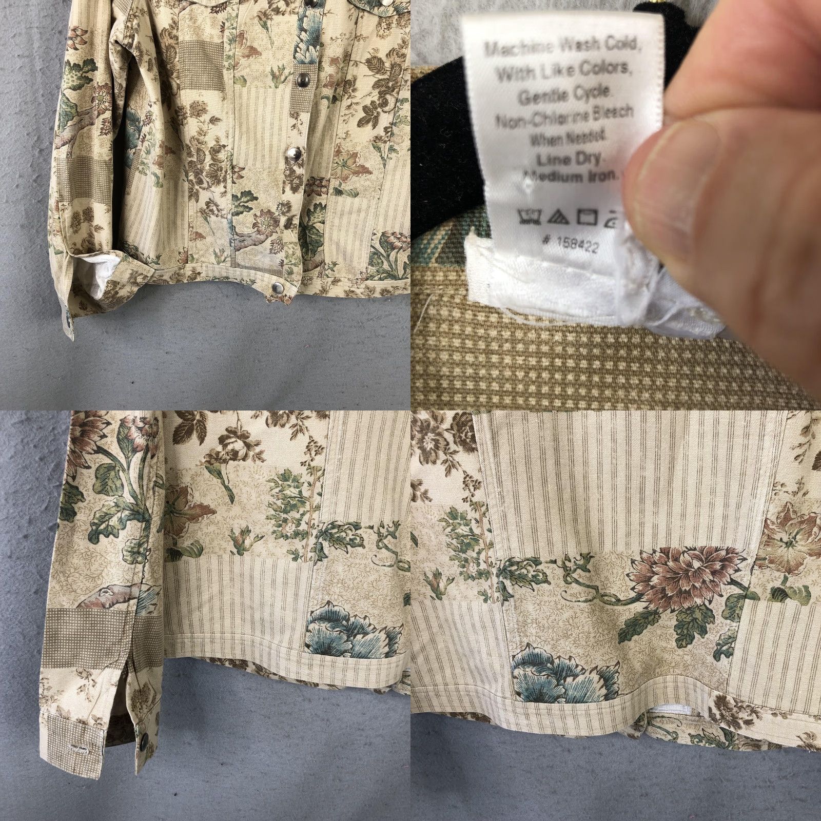 Coldwater Creek VINTAGE Coldwater Creek Jacket Womens M Beige Floral Canvas Snap Front USA Cottagecore Size M / US 6-8 / IT 42-44 - 8 Thumbnail