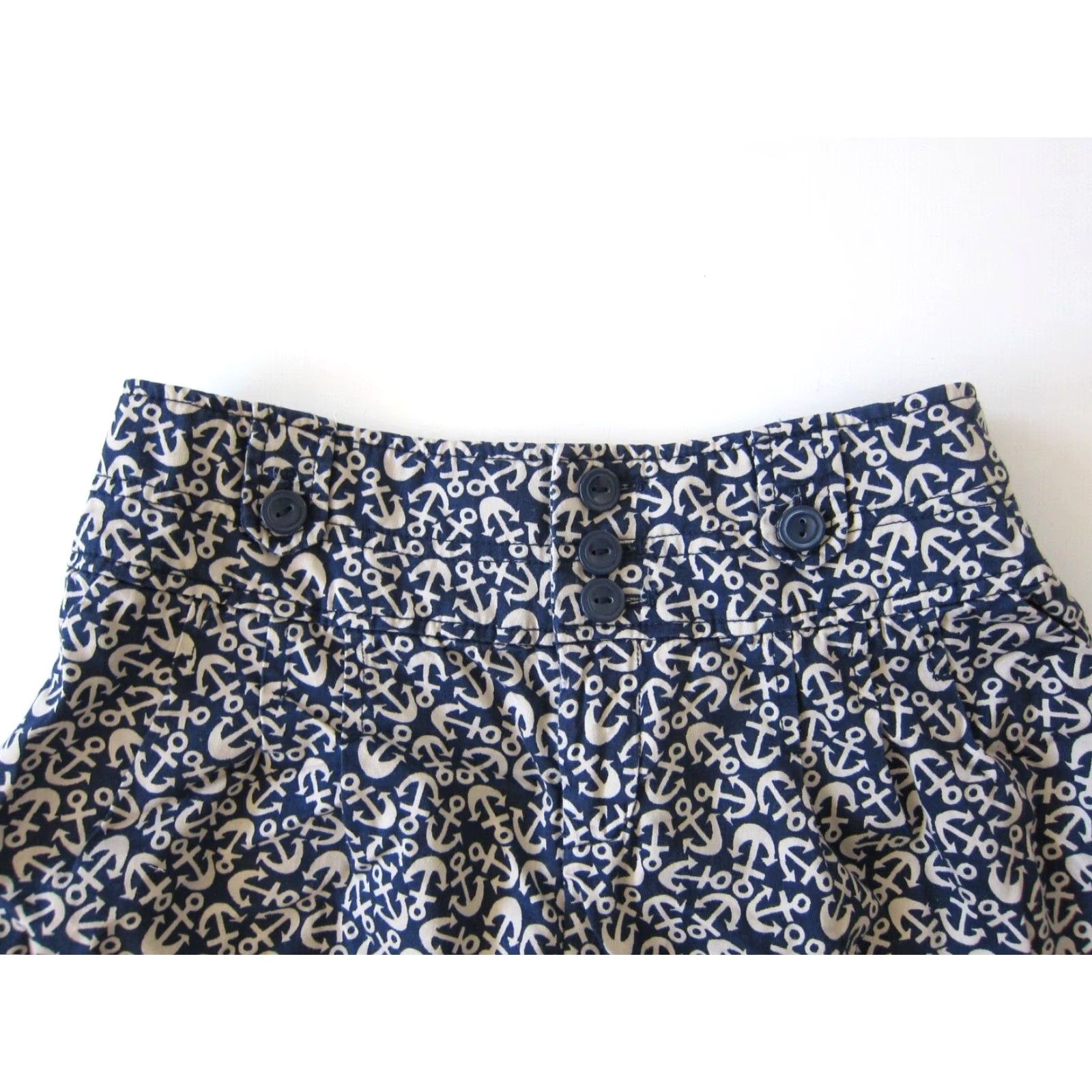 Anthropologie Hei Hei Anthropologie 100% Cotton Blue Anchor Sailor Boat Pleated Short Women 2 Size 26" / US 2 / IT 38 - 3 Thumbnail