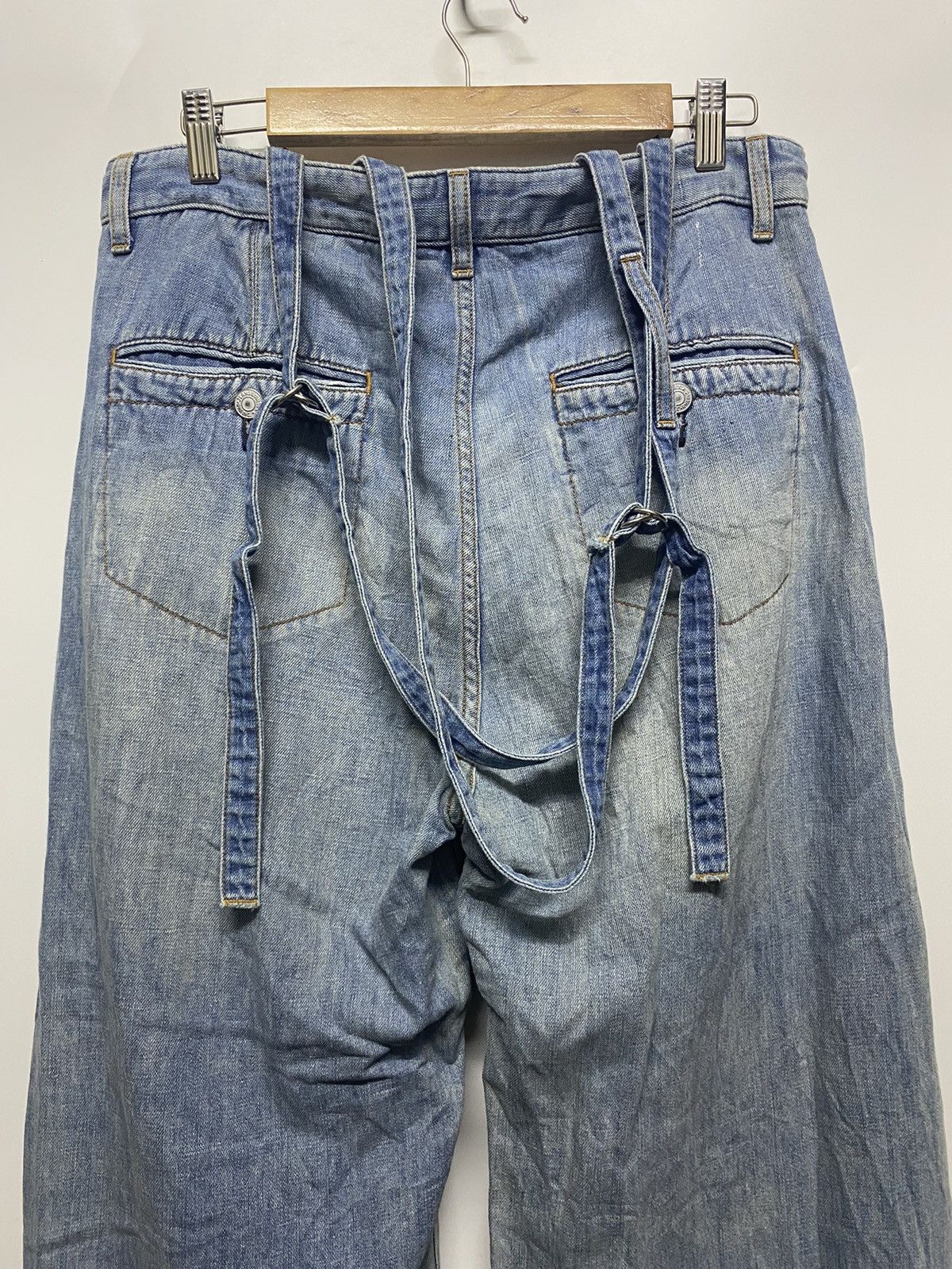 Hysteric Glamour × Japanese Brand RNA İnç. Jeans Distressed Overall Denim Wide Leg Loose Pants Size 32" / US 10 / IT 46 - 10 Thumbnail