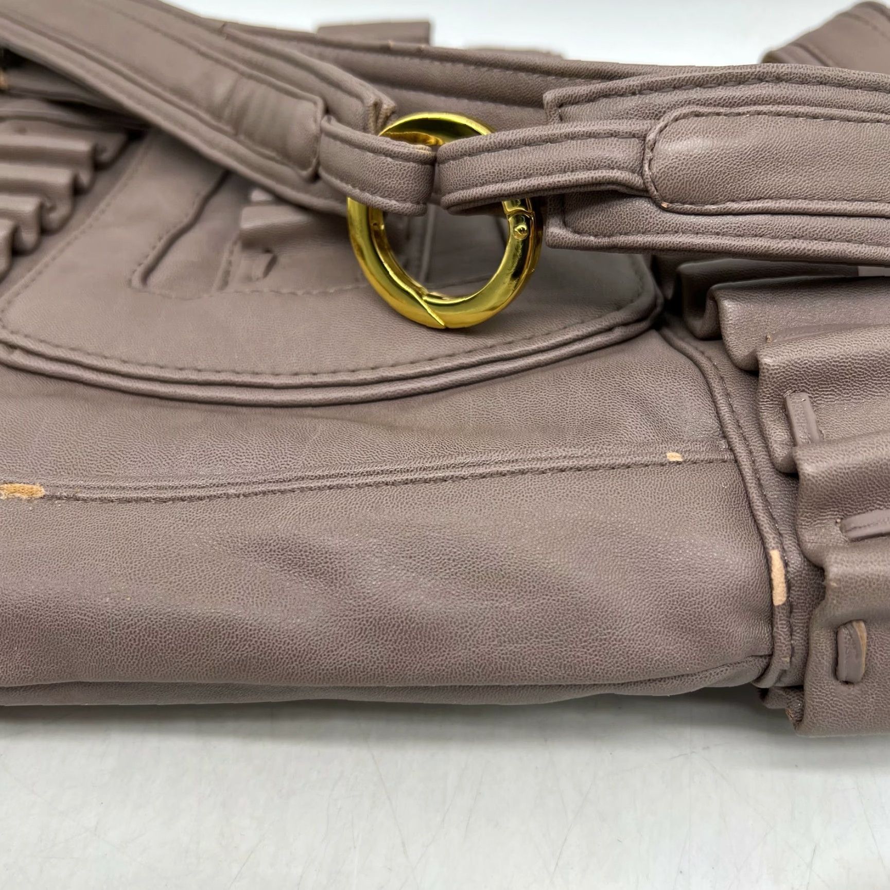 Vintage Mark Leather Shoulder Bag Womens Beige 9X14 Inch Medium Purse Inner Pockets, Handbag, Snap, Designer, Party/Cocktail, Brand Mark, Beige Size ONE SIZE - 5 Thumbnail