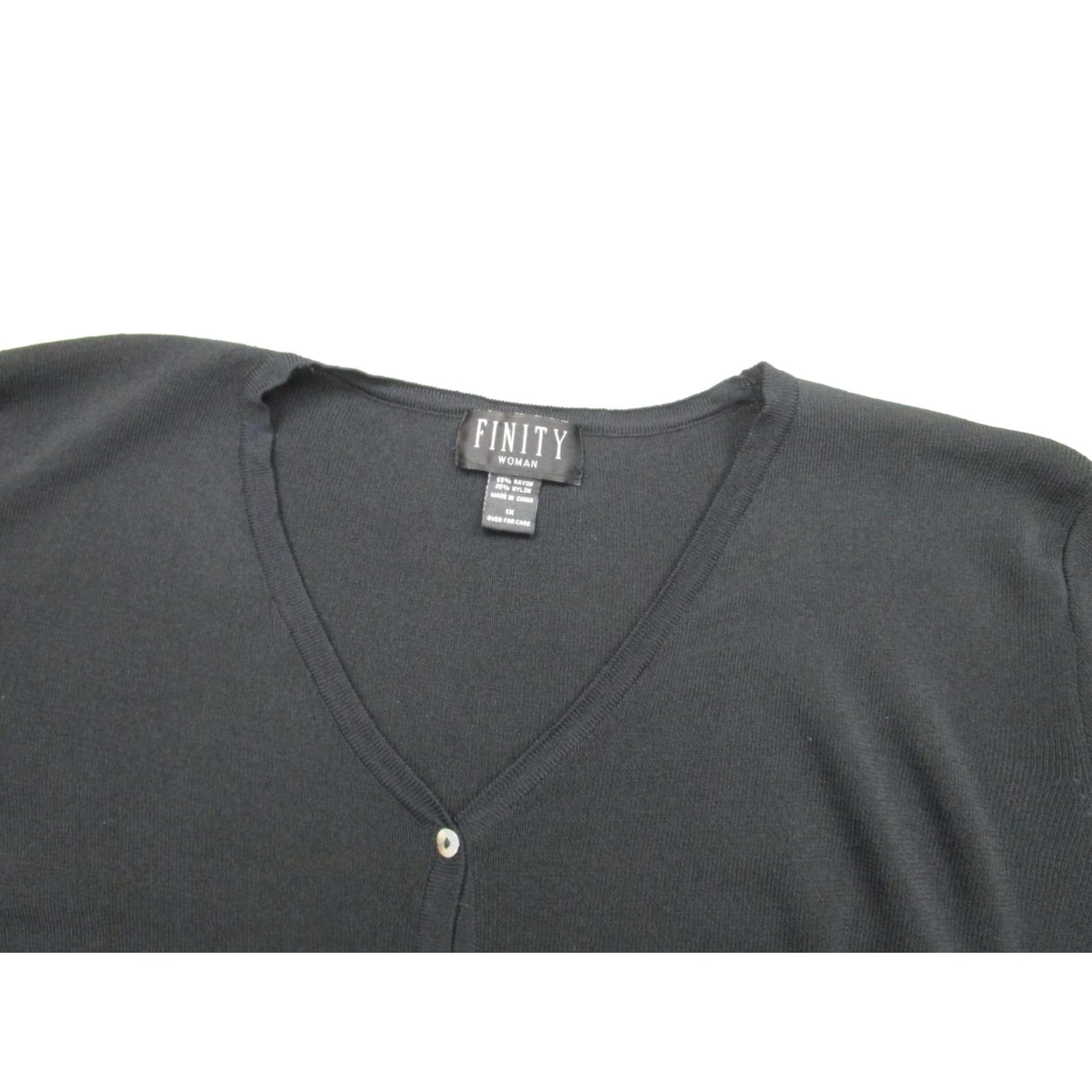 Vintage Finity Cardigan Sweater Womens 1X Black Beaded Button Knit 3/4 Sleeve Vintage No Size XL / US 12-14 / IT 48-50 - 3 Thumbnail