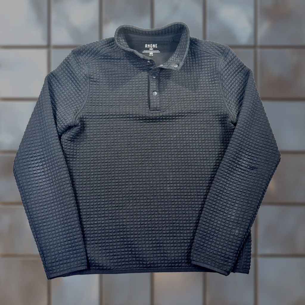 Rhone Rhone Bolinas Quilted Snap Pullover Mens Medium Black Textured Performance Top Size US M / EU 48-50 / 2 - 1 Thumbnail