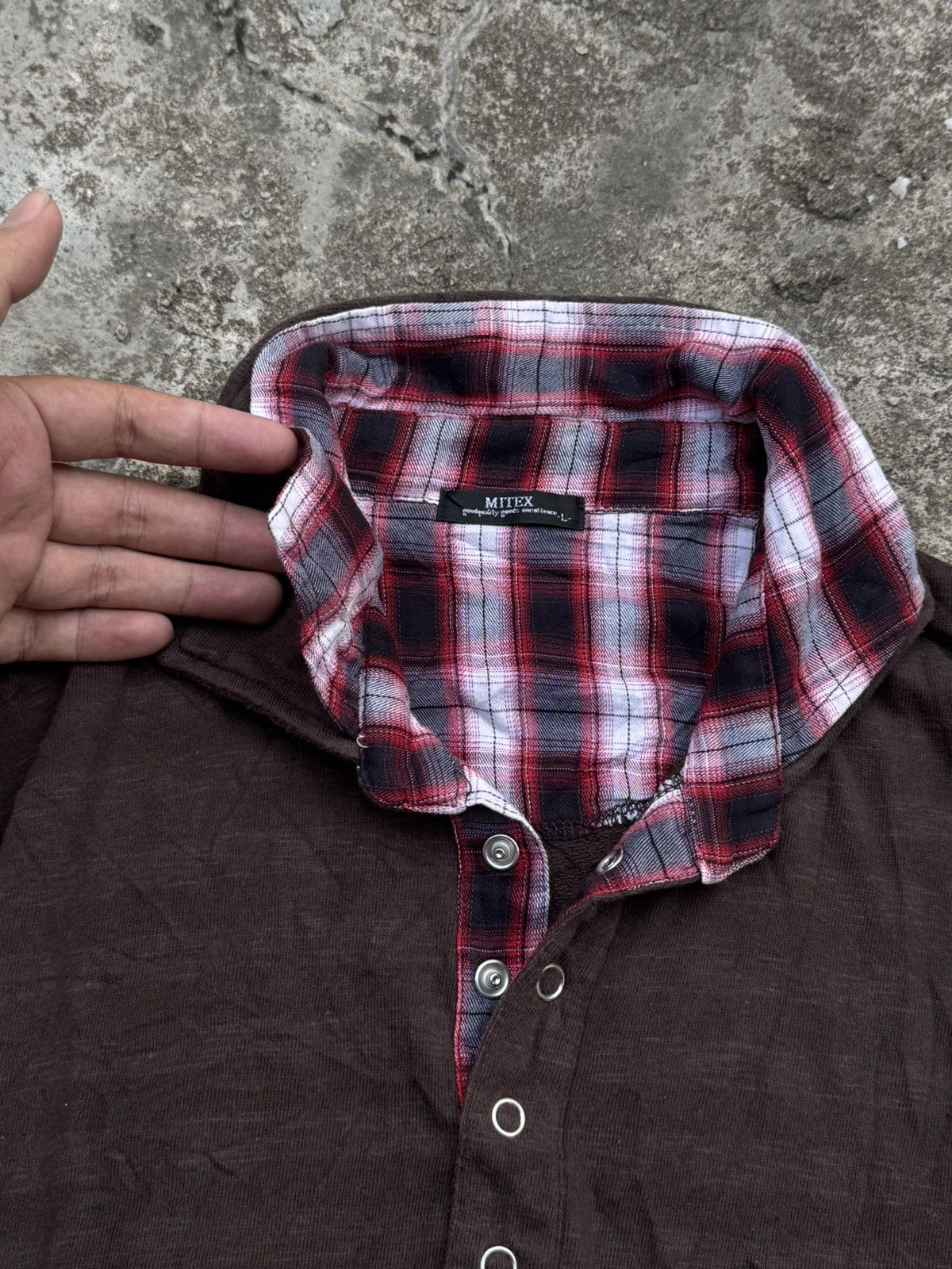 BUFFALO BOBS Striped Mitex Japanese Double Colar Button Half Long Sleeve Size US L / EU 52-54 / 3 - 4 Thumbnail