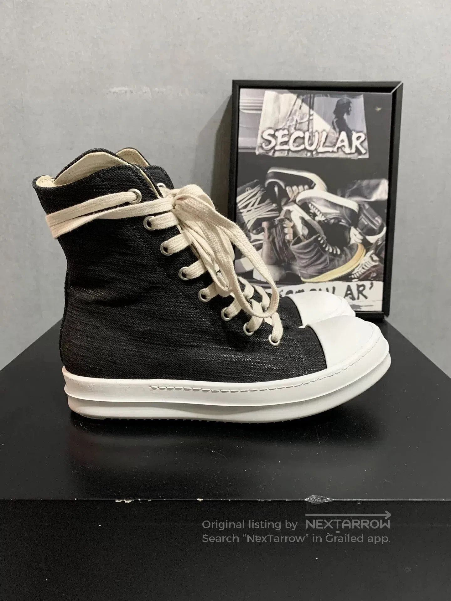 Rick Owens Rick Owens Classic High-Top Leather Sneakers. Size US 5.5 / IT 35.5 - 4 Thumbnail