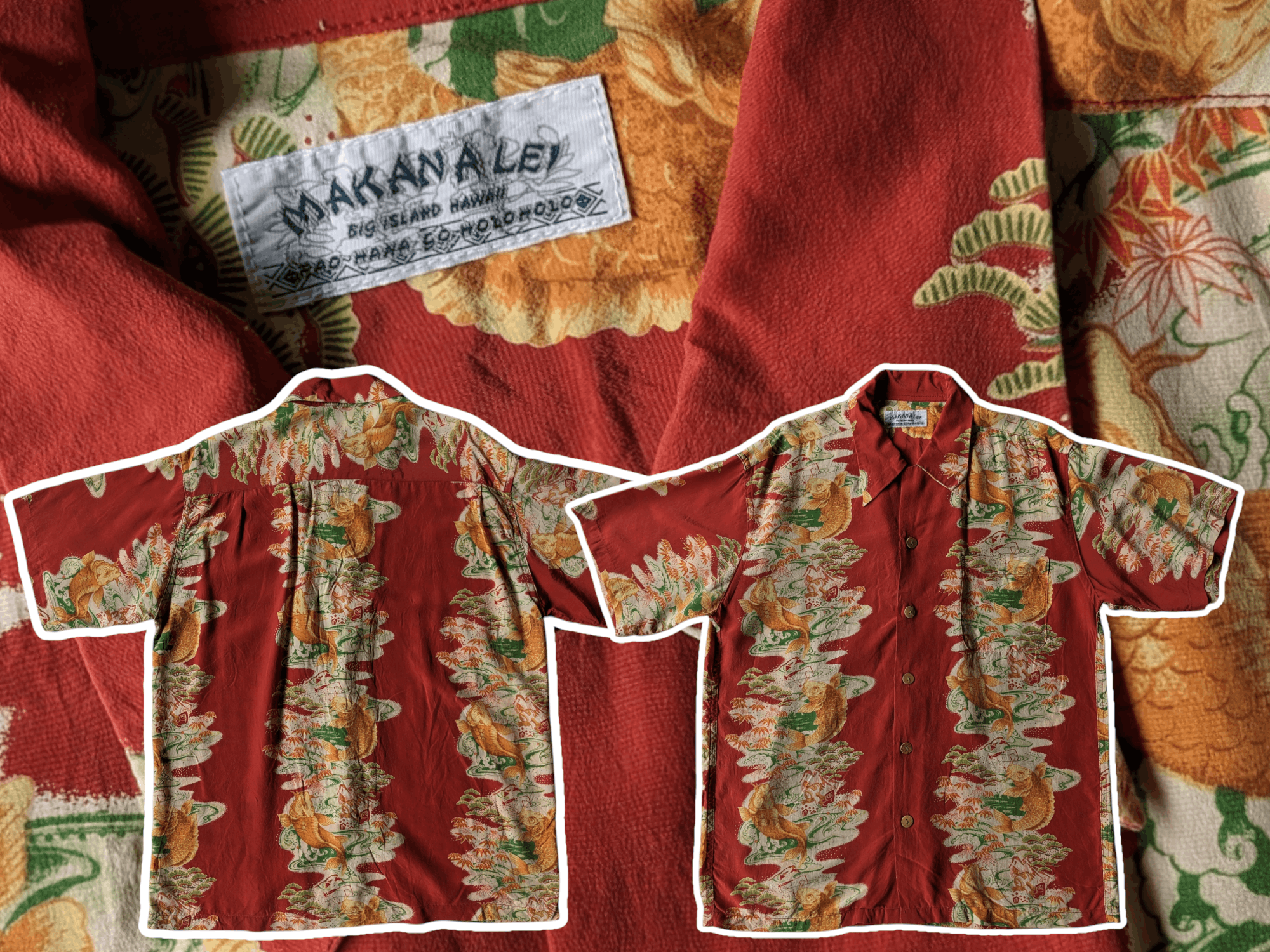 Vintage Vintage Makana Lei koi motif silk Size US L / EU 52-54 / 3 - 1 Thumbnail