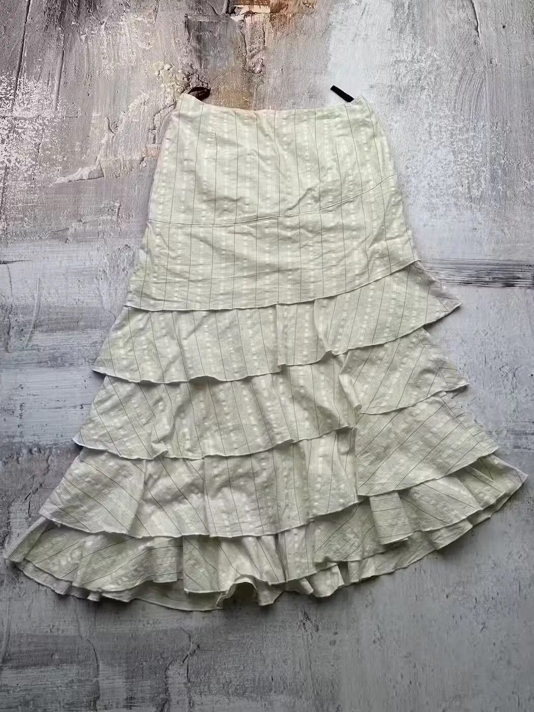 image of Avant Garde x Vintage Lush Super Flare Maxi Skirt in Light Green, Women's (Size 25)