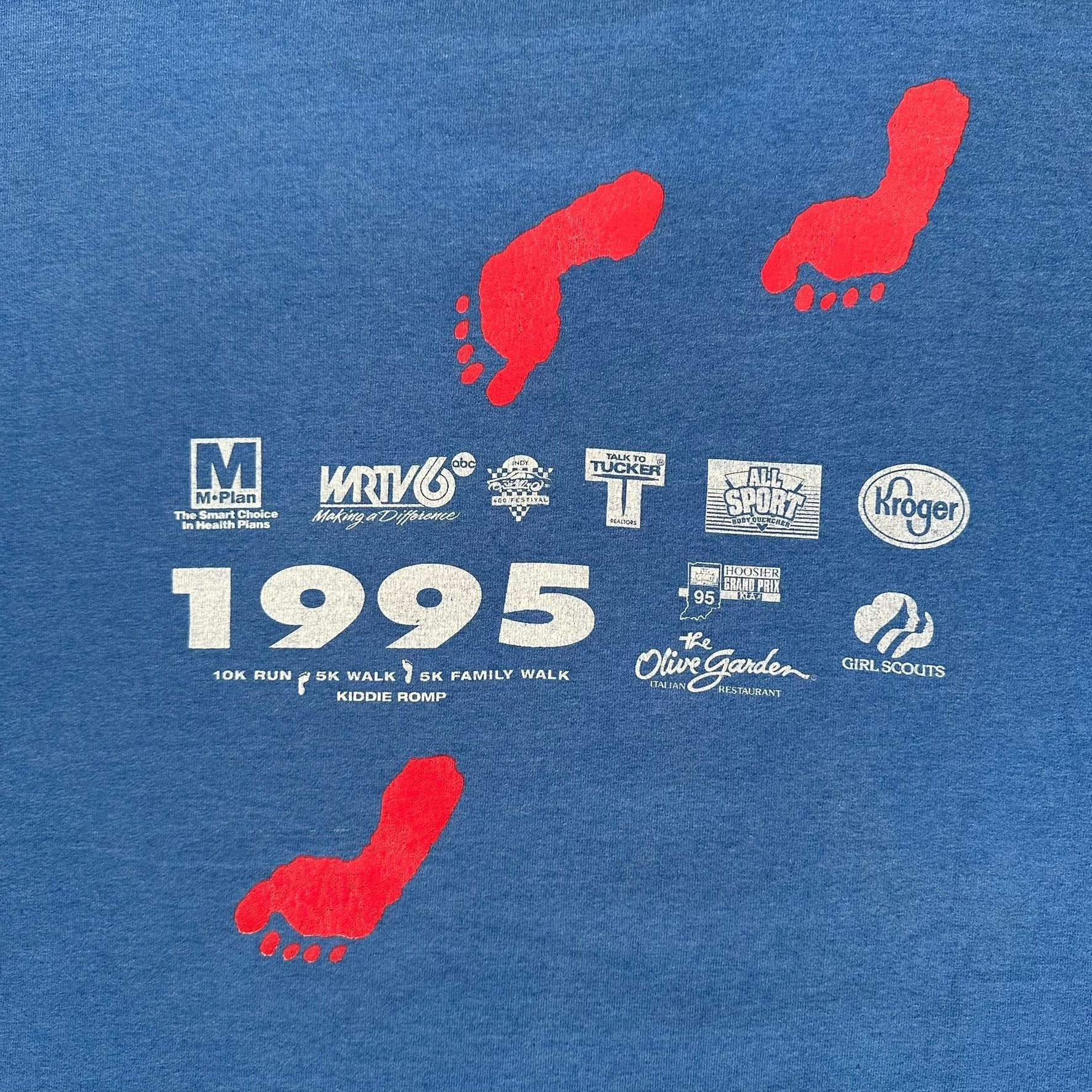 Fruit Of The Loom Vintage 90s Indy 400 10K 5K Run T-Shirt Long Sleeve Blue XL Size US XL / EU 56 / 4 - 6 Thumbnail