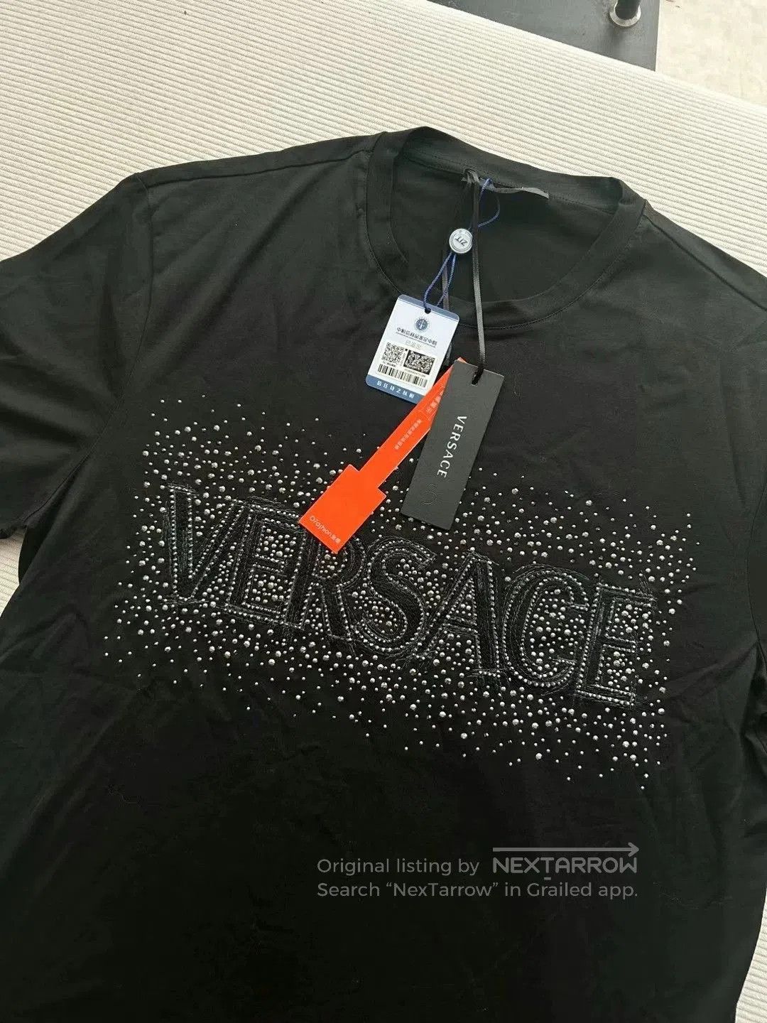 Versace Versace Black Crystal Logo Short Sleeve T-Shirt. Size US S / EU 44-46 / 1 - 6 Thumbnail