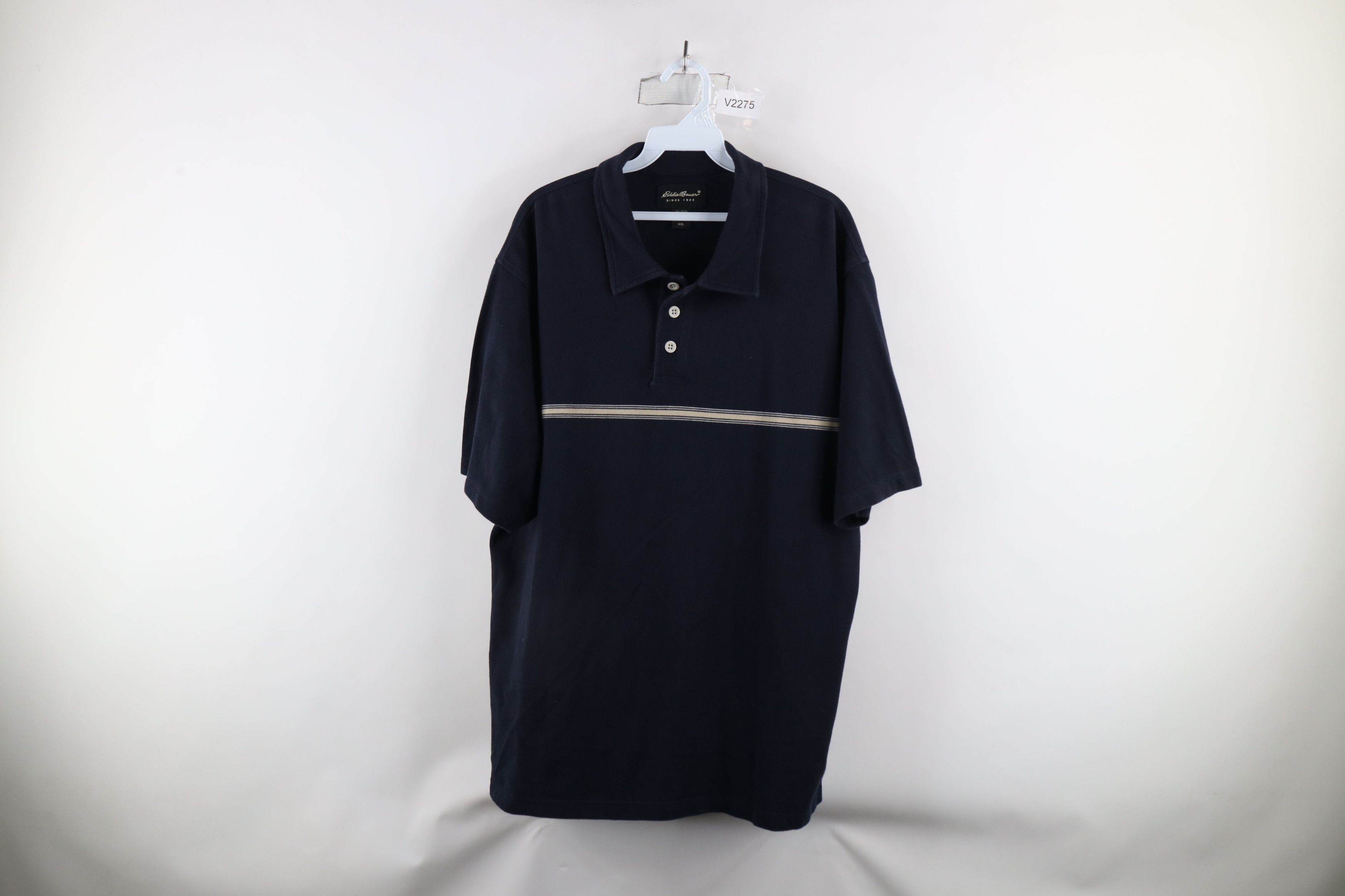 Eddie Bauer × Vintage Vintage 90s Eddie Bauer Collared Polo Shirt Navy Blue Size US XXL / EU 58 / 5 - 1 Thumbnail