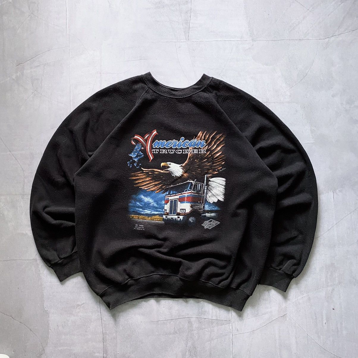 American Trucker 3D Emblem 1985 Harley Davidson Sweatshirt