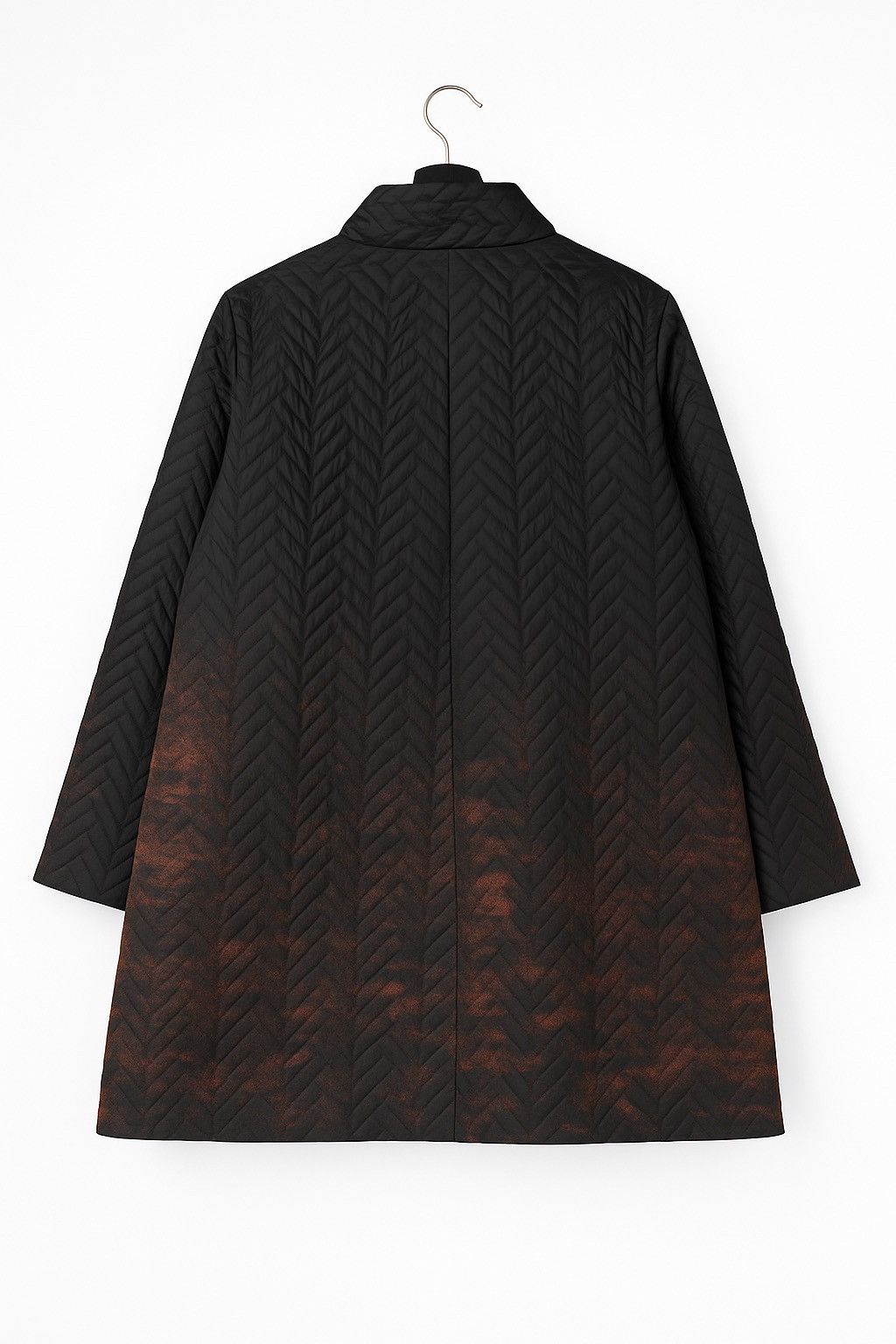 Hiroko Koshino Homme Hiroko Bis Quilted Long Coat – Women’s – Black Rust Ombre Size L / US 10 / IT 46 - 2 Thumbnail