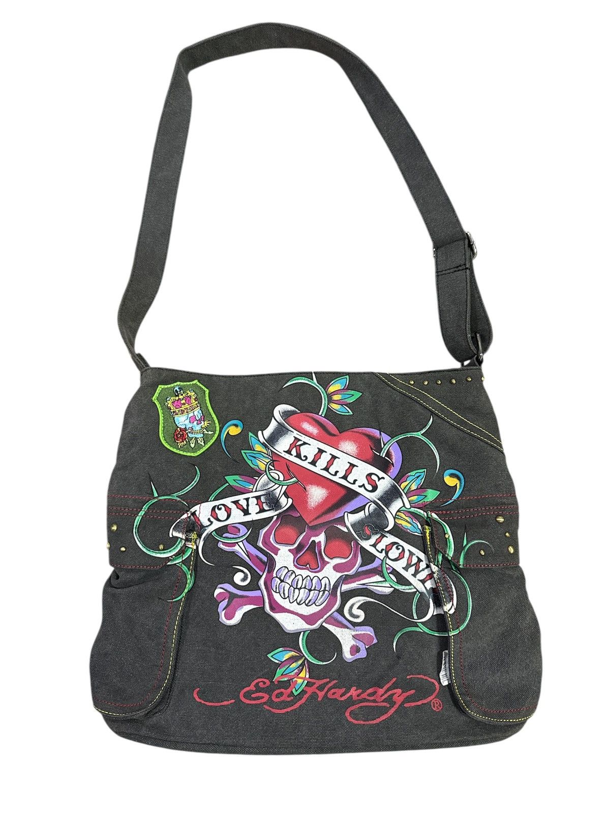 Ed Hardy Rare 2000s Ed hardy canvas Cotton sling bag Size ONE SIZE - 5 Thumbnail