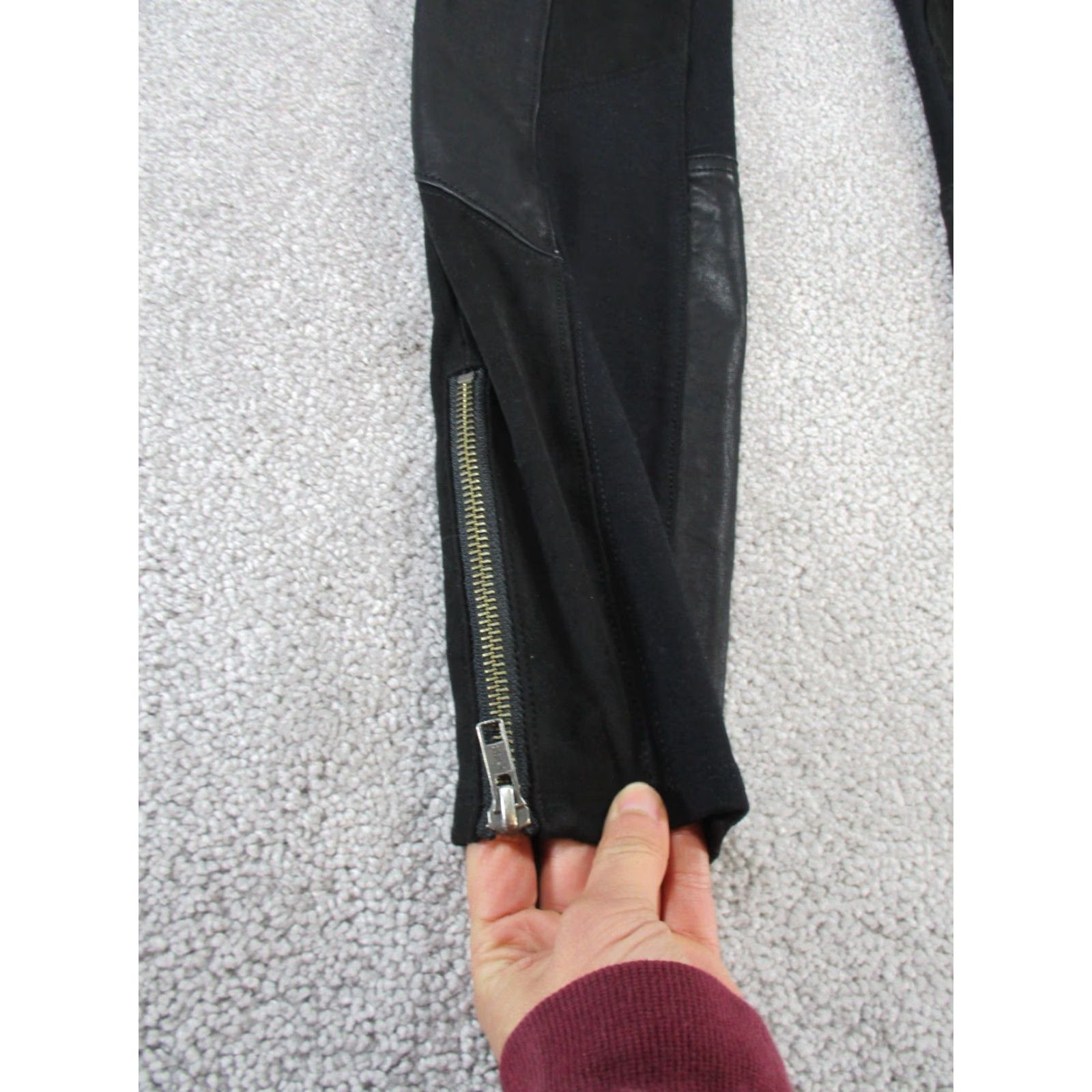 Anthropologie VINTAGE Anthropologie Leggings Women’s 25 Black Faux Suede & Leather Ankle 25 Black Bohemian Womens Size 42" / US 20 - 3 Thumbnail