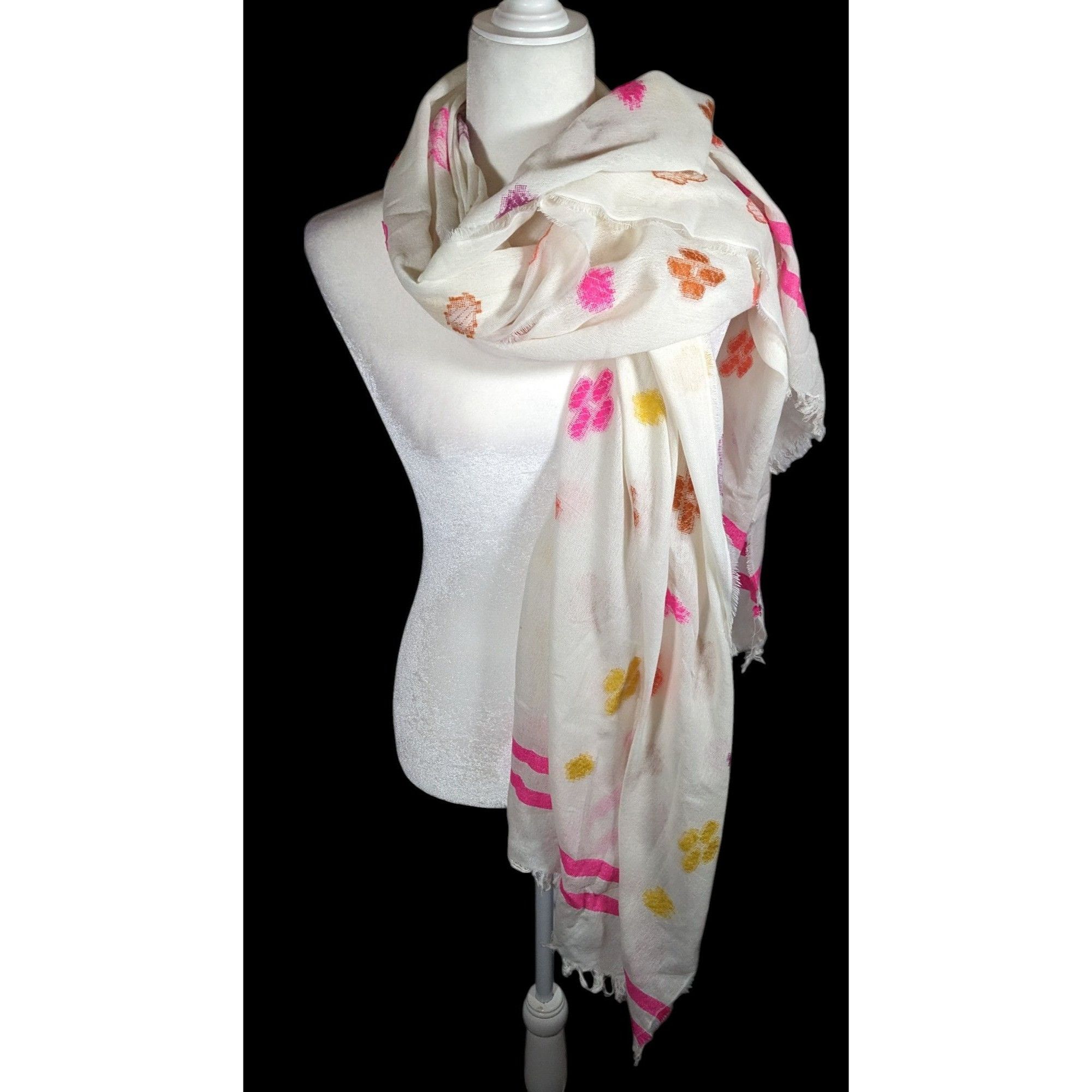 Gap Gap Spring Themed Retro Fringe Jacquard Scarf Size ONE SIZE - 1 Thumbnail