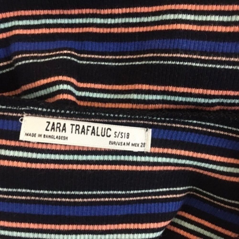 Zara Zara Multicolor Ribbed Knit Striped Crop Top Size S Sleevele Size S / US 4 / IT 40 - 4 Thumbnail